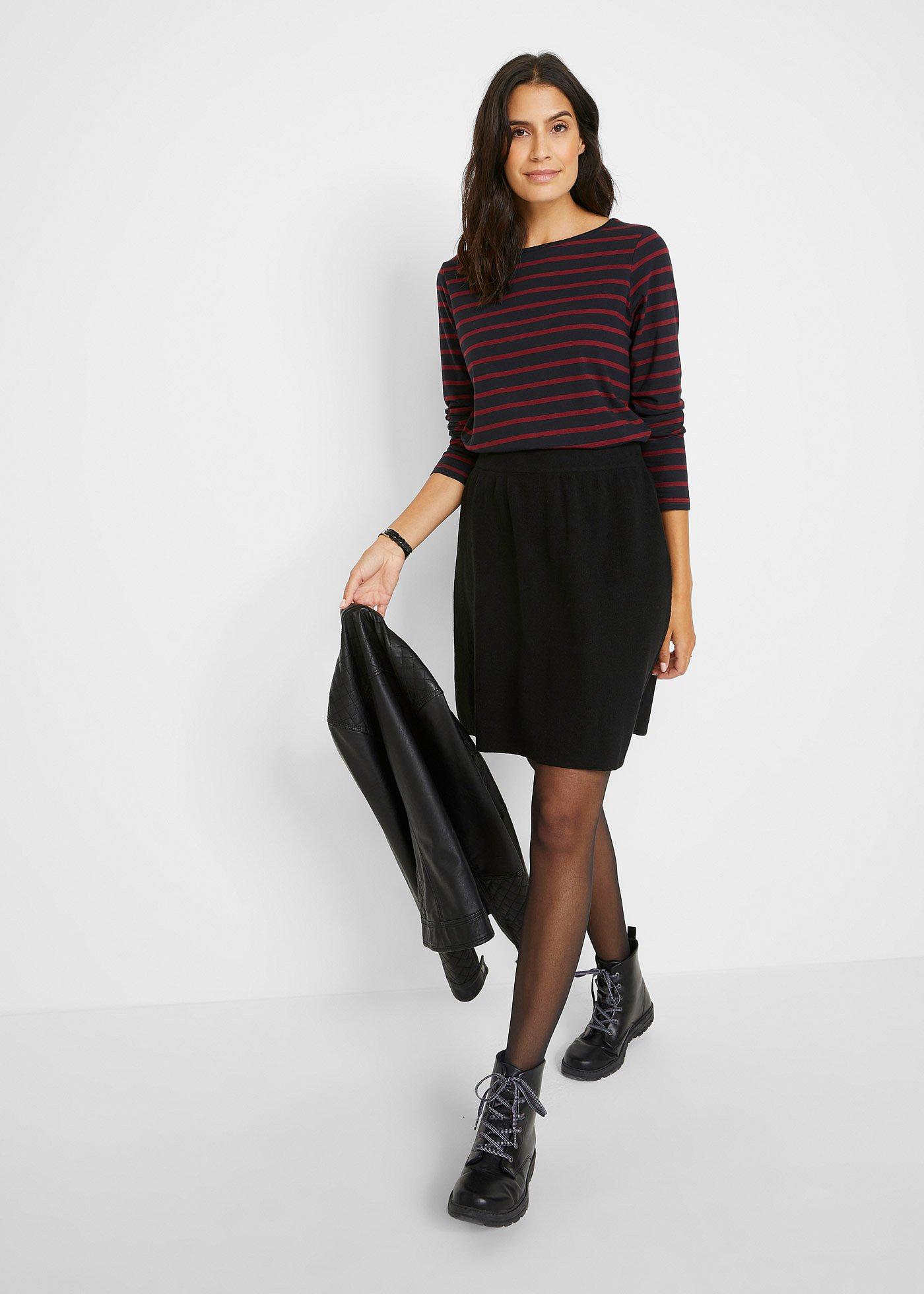 Shirt z długim rękawem i dekoltem w łódkę (2 szt.) - Bonprix