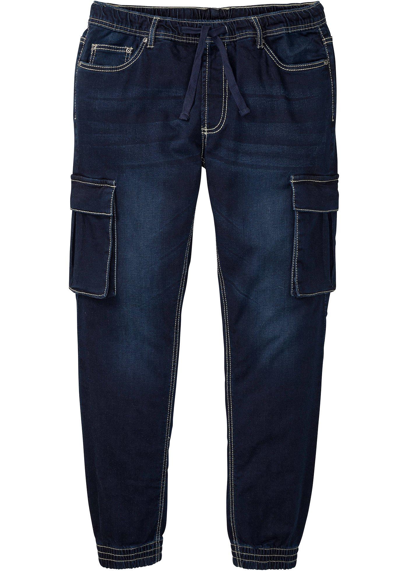 Slim Fit Schlupf-Cargo-Jeans, Straight günstig online kaufen