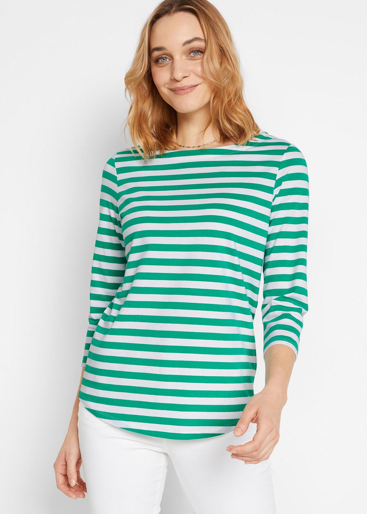 Shirt z rękawami 3/4 i dekoltem w łódkę - Bonprix