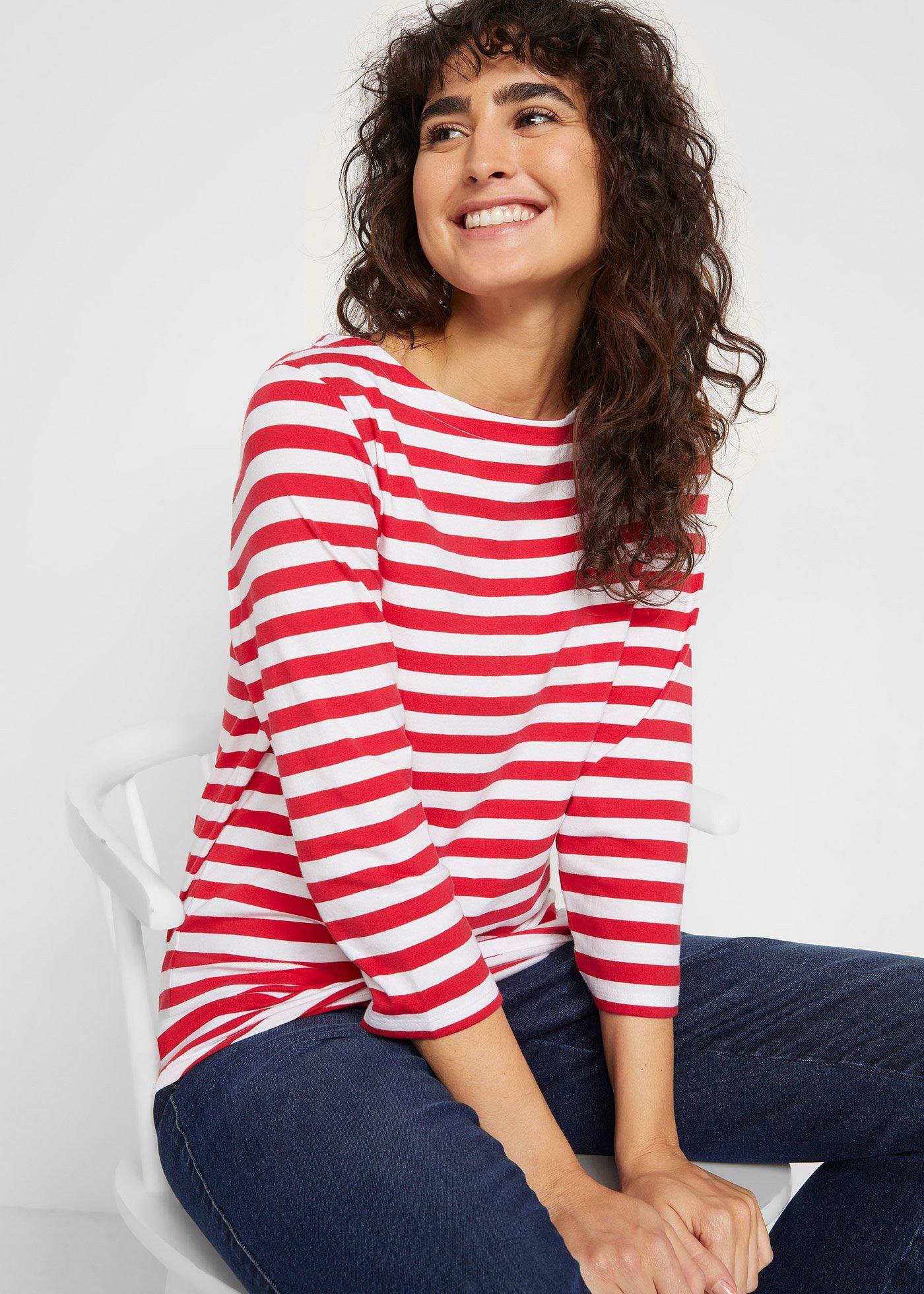 Shirt z rękawami 3/4 i dekoltem w łódkę - Bonprix