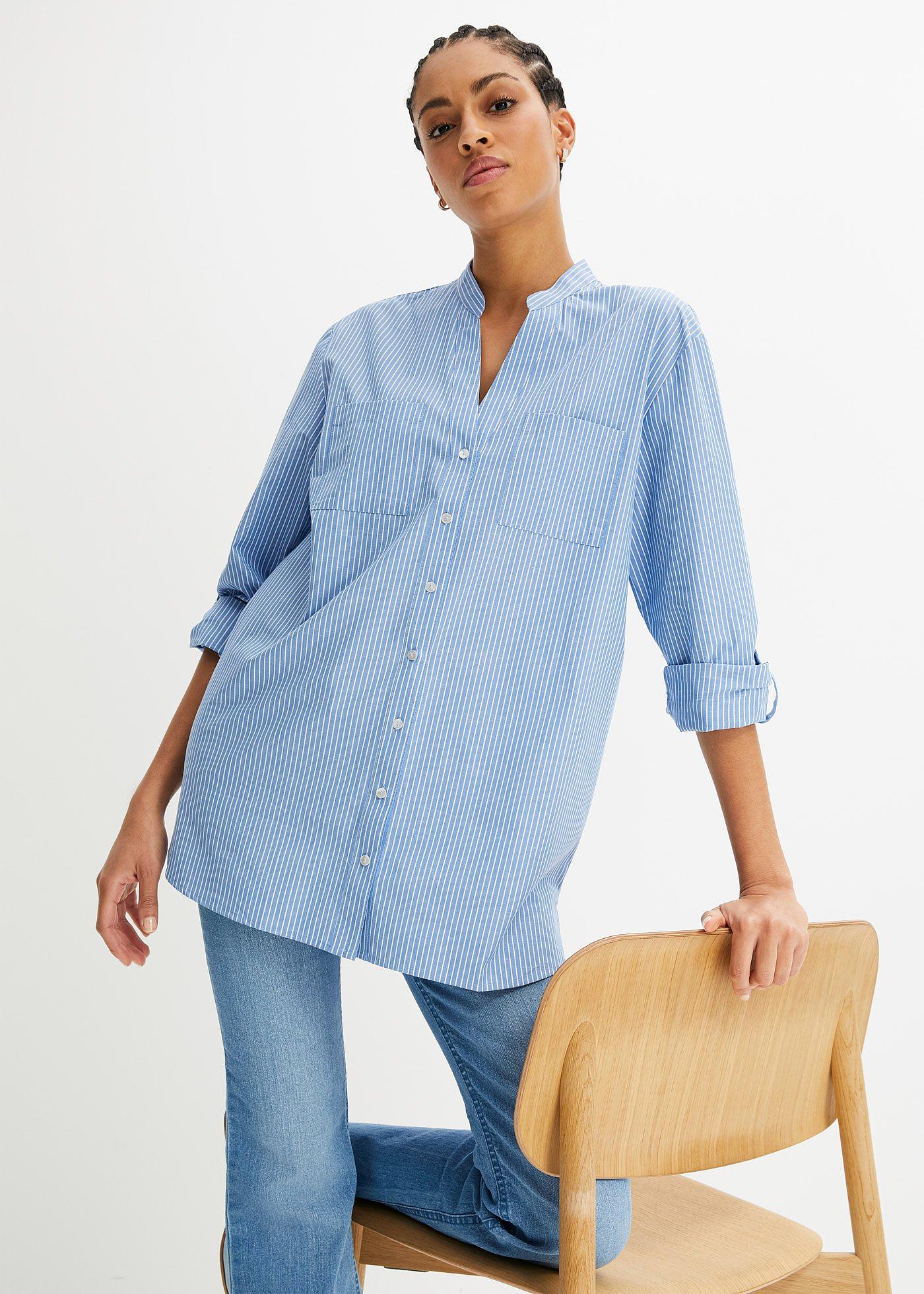 Długa bluzka z wywijanymi rękawami - Bonprix