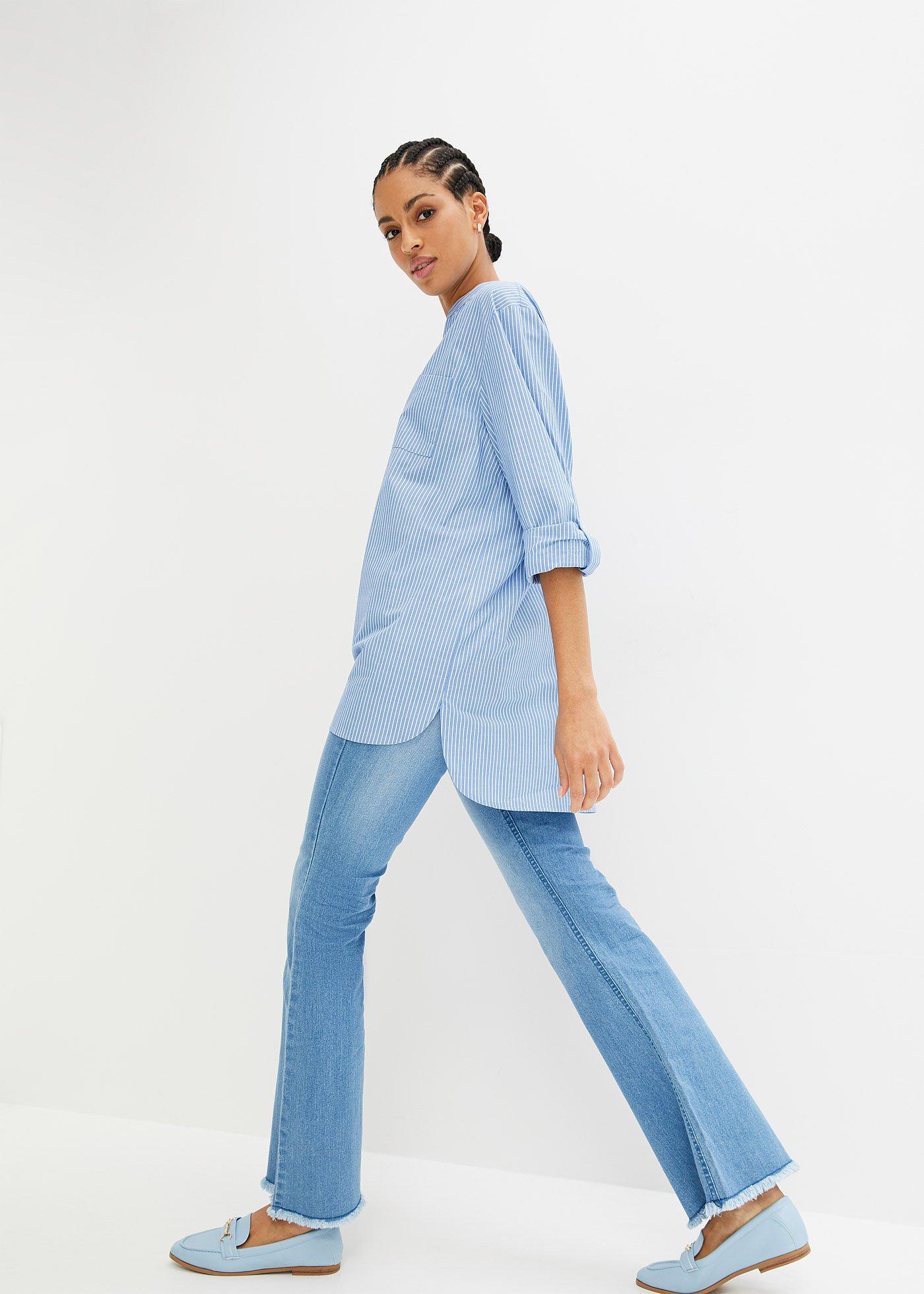 Długa bluzka z wywijanymi rękawami - Bonprix