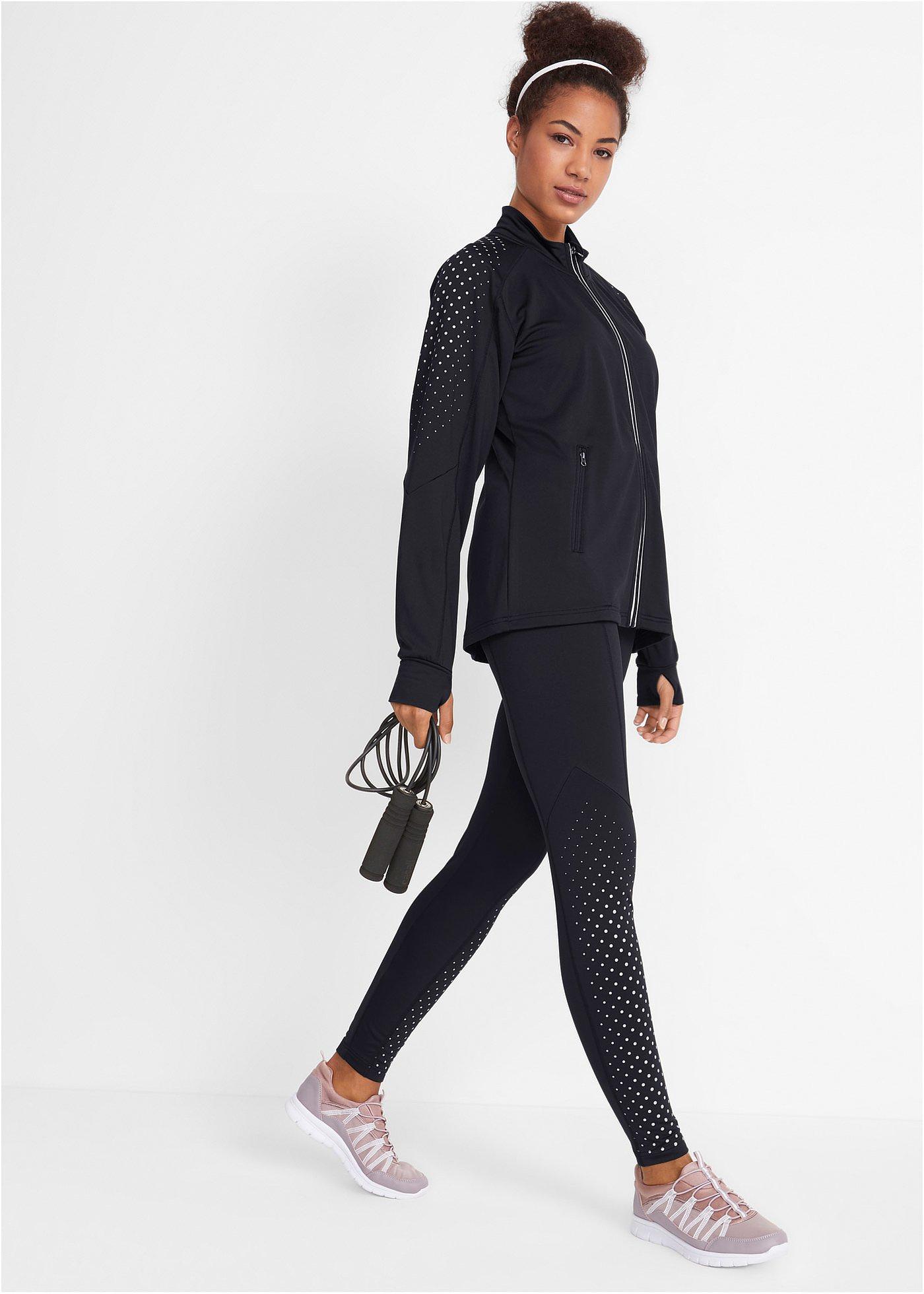 Bluza rozpinana termoaktywna z odblaskowym nadrukiem - Bonprix