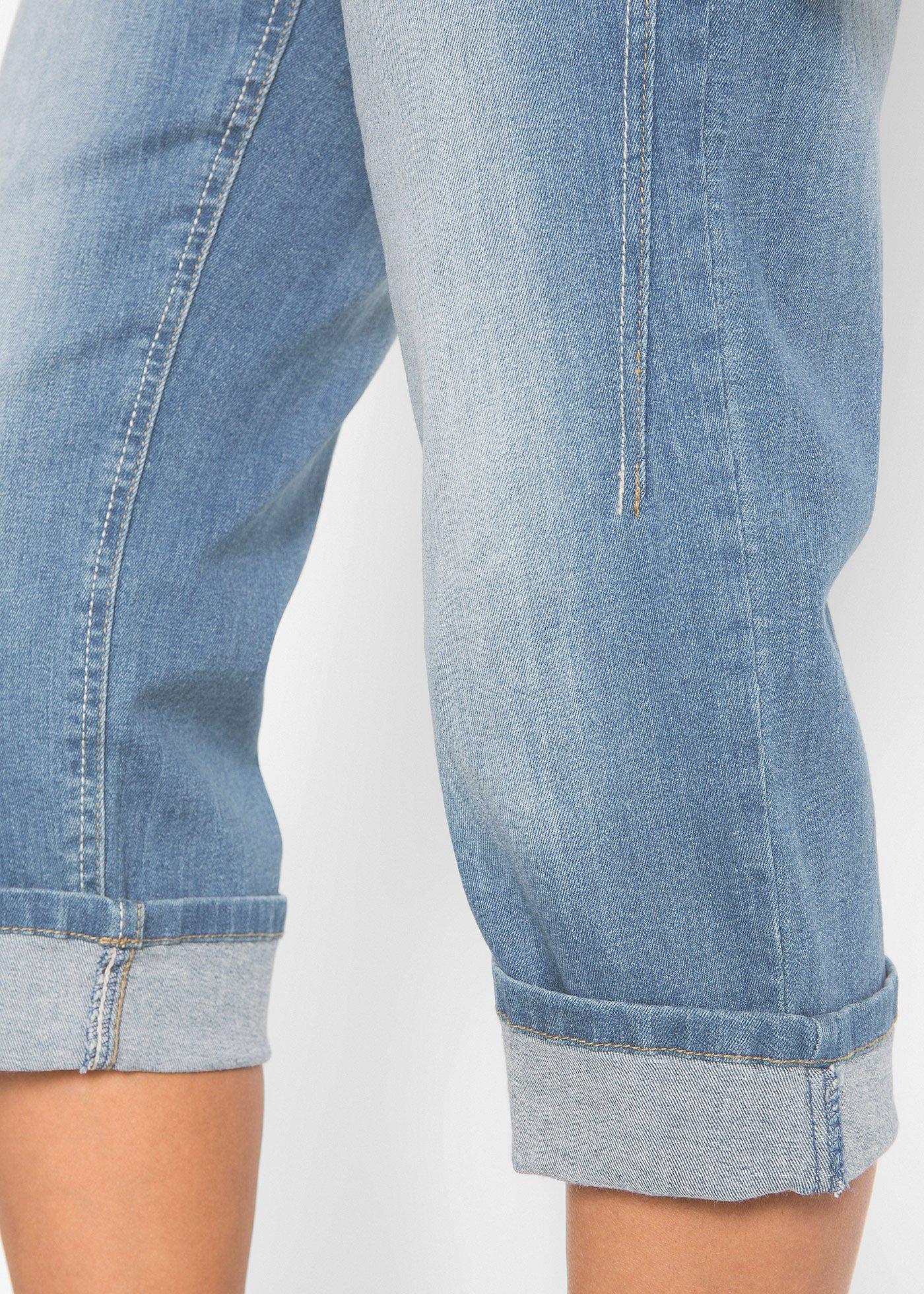 Dżinsy rybaczki Slim Fit, mid waist, bawełna - Bonprix