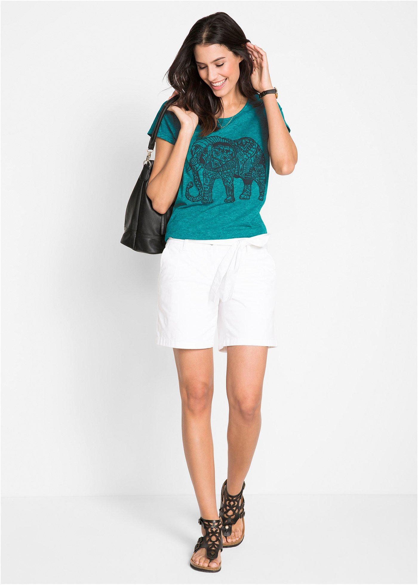 T-shirt bawełniany z nadrukiem z przodu, krótki rękaw - Bonprix