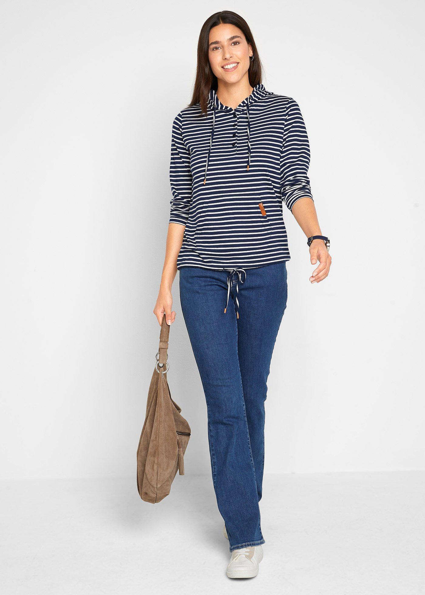 Dżinsy w fasonie bootcut, mid waist, z bawełny organicznej - Bonprix