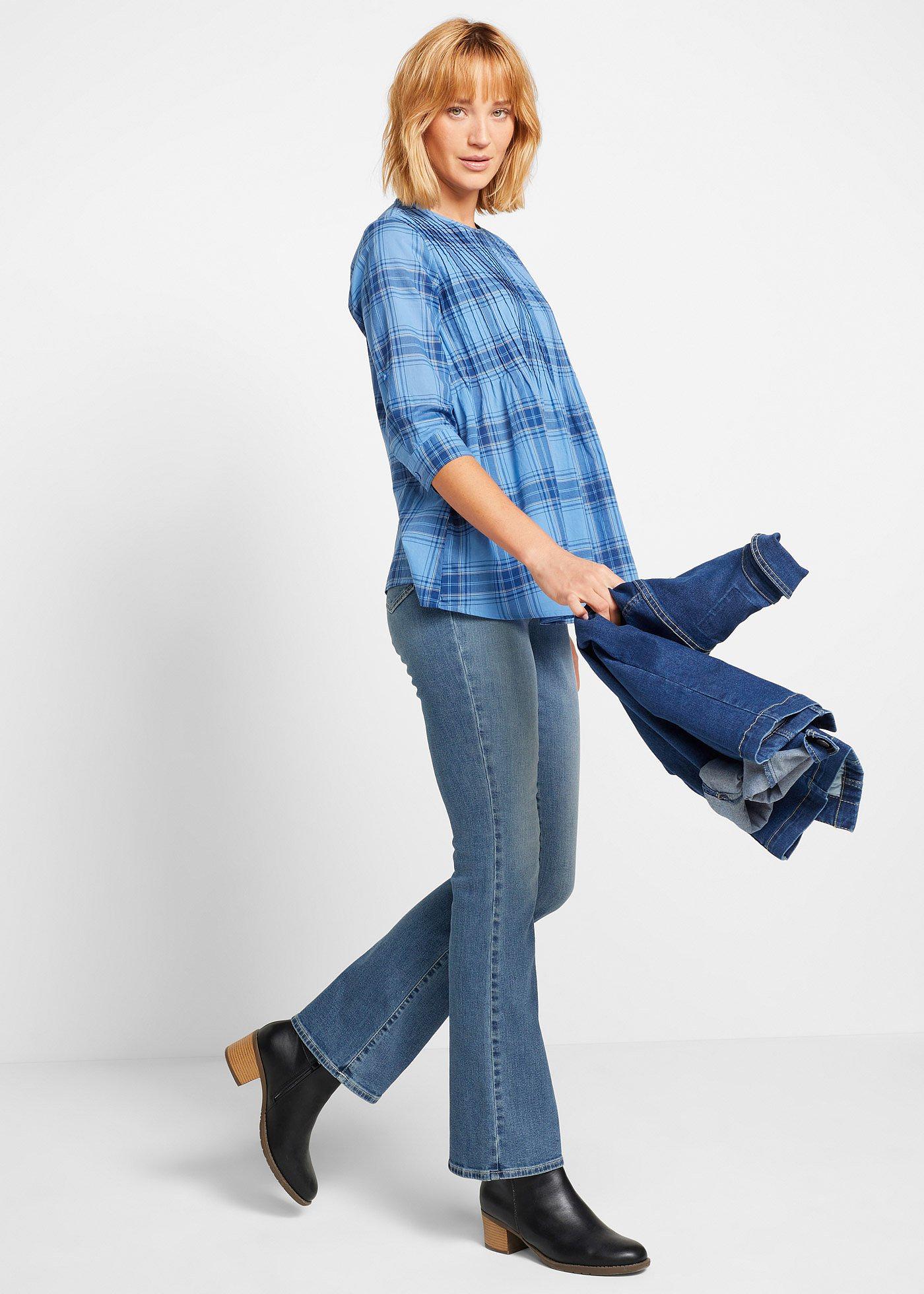 Dżinsy w fasonie bootcut, mid waist, z bawełny organicznej - Bonprix