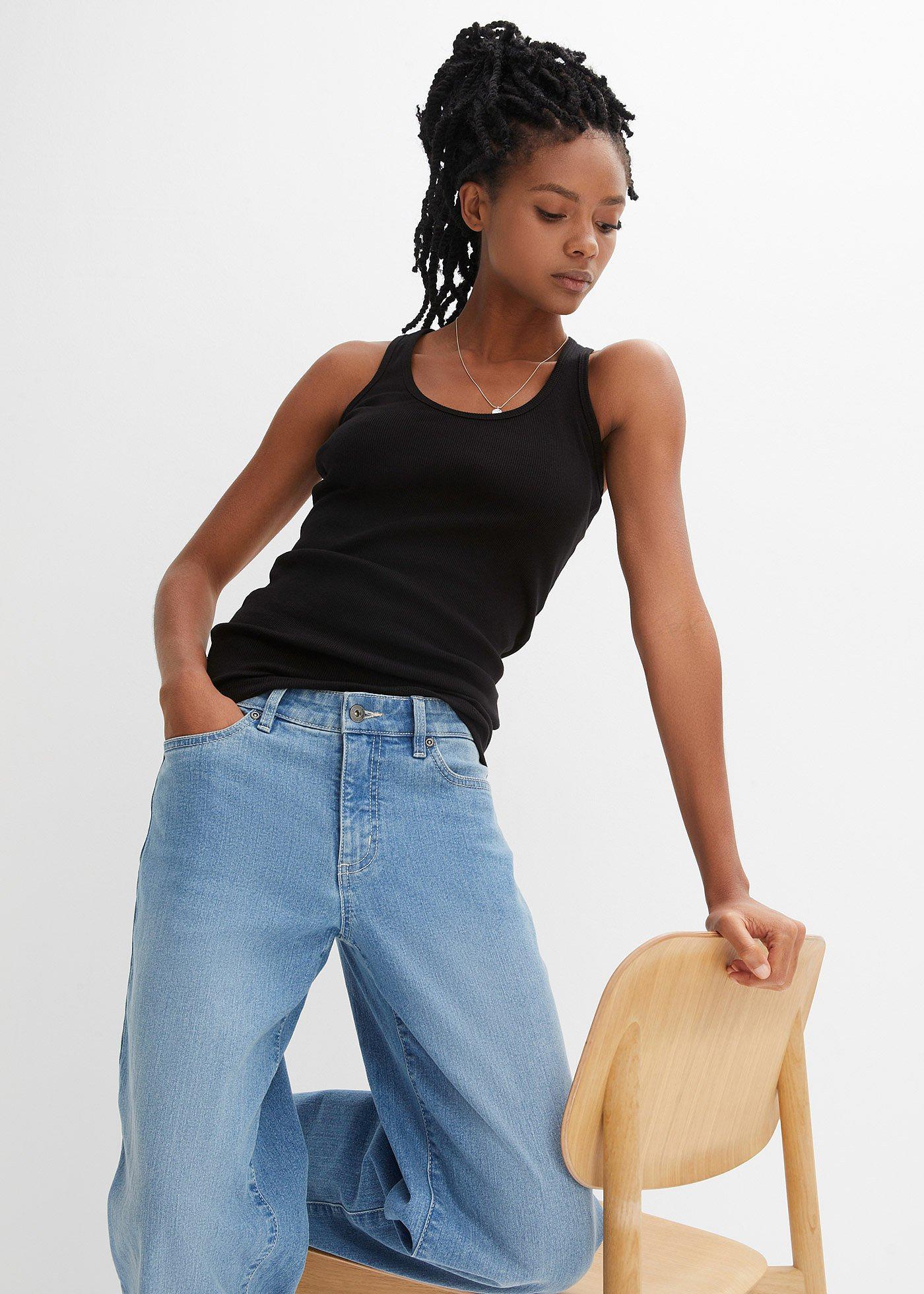 Top w prążek z czystej bawełny organicznej  (2 szt. w opak.) - Bonprix