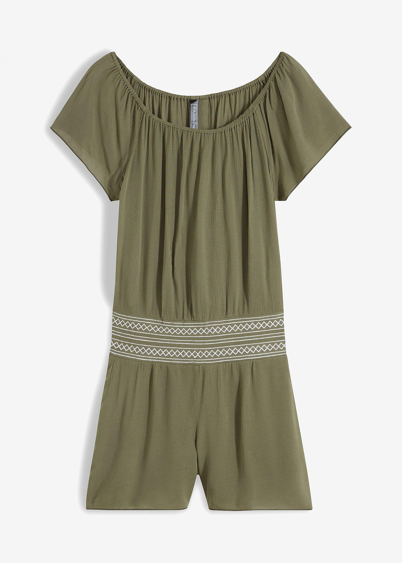 Jumpsuit gecrincelt mit Stickerei