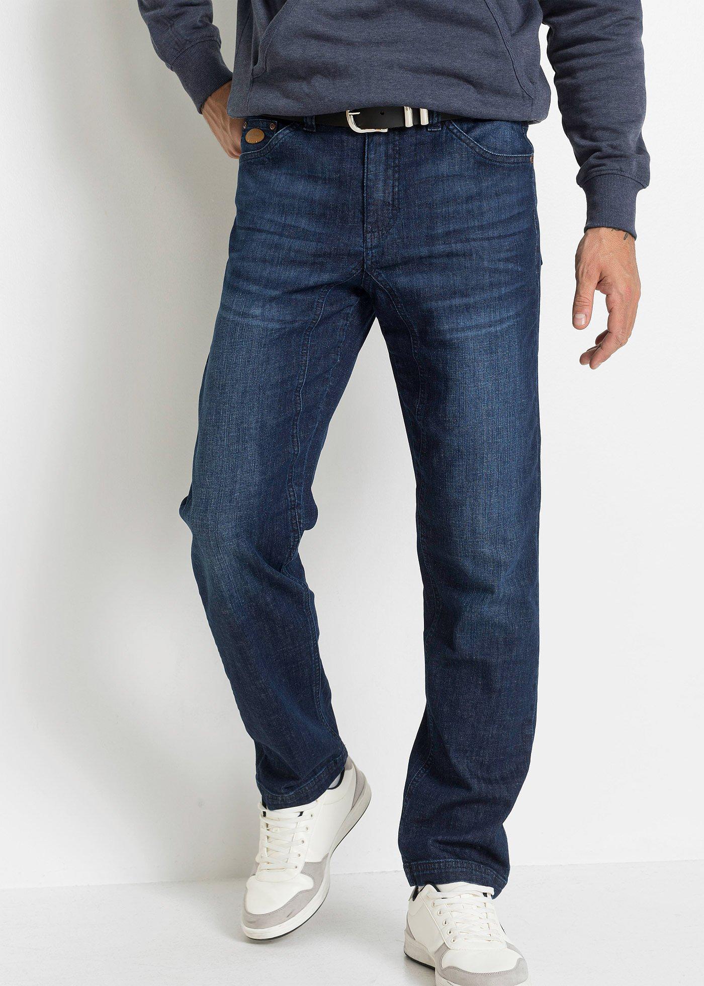 Dżinsy ze stretchem Classic Fit Tapered z wzmocnionym krokiem - Bonprix