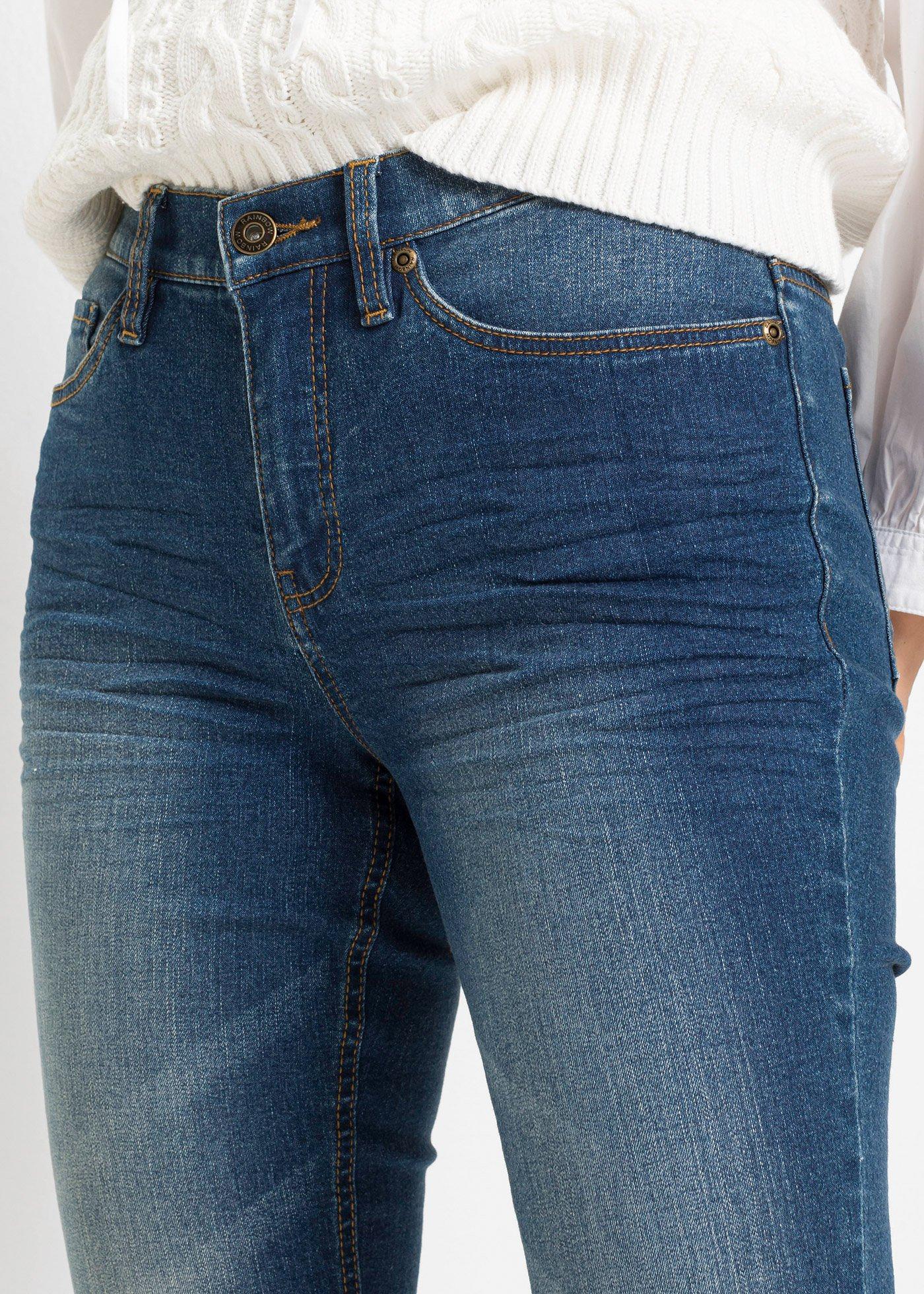 Dżinsy Skinny, mid waist, krótsze nogawki - Bonprix