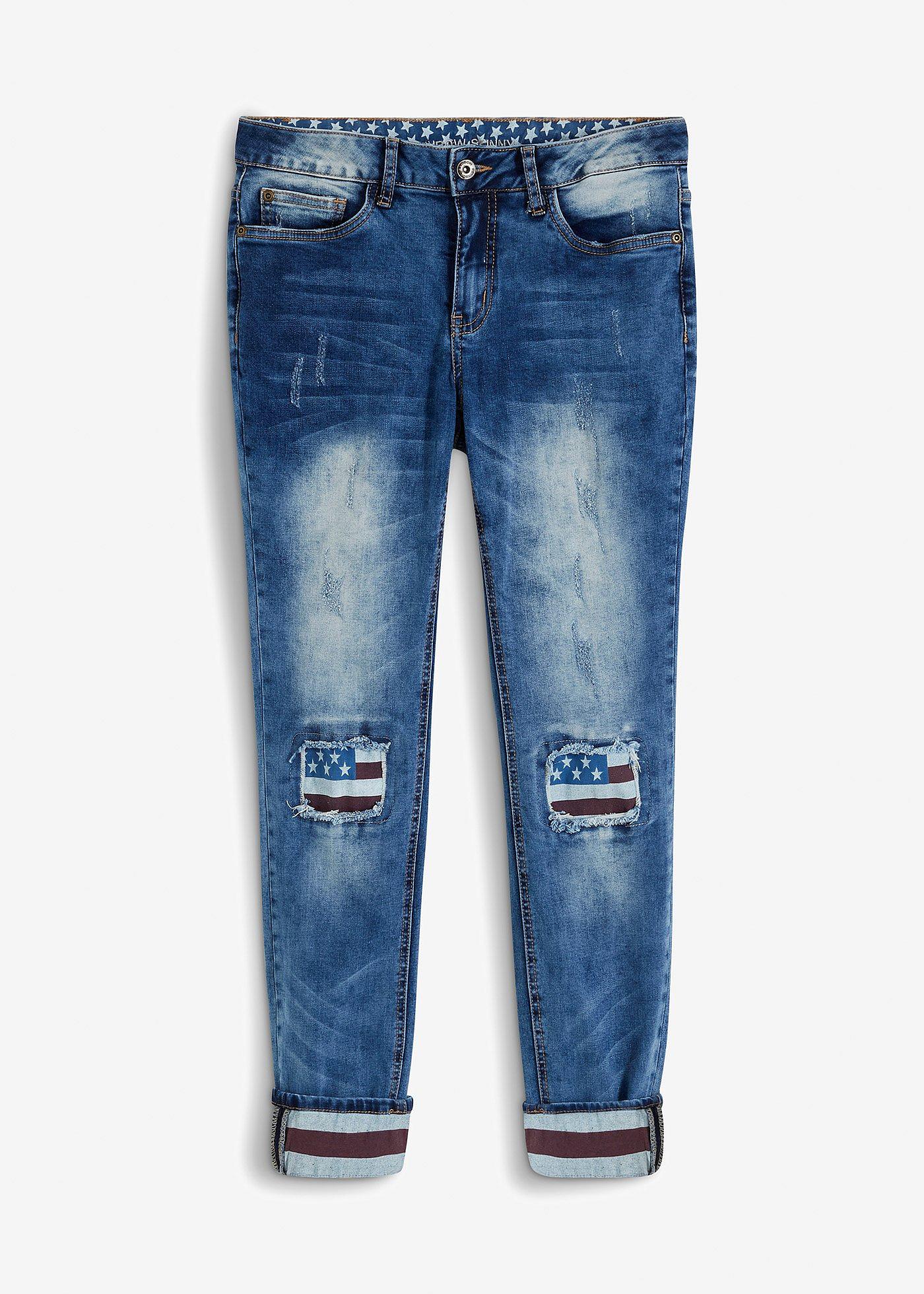 Skinny-Jeans mit Flaggendetails