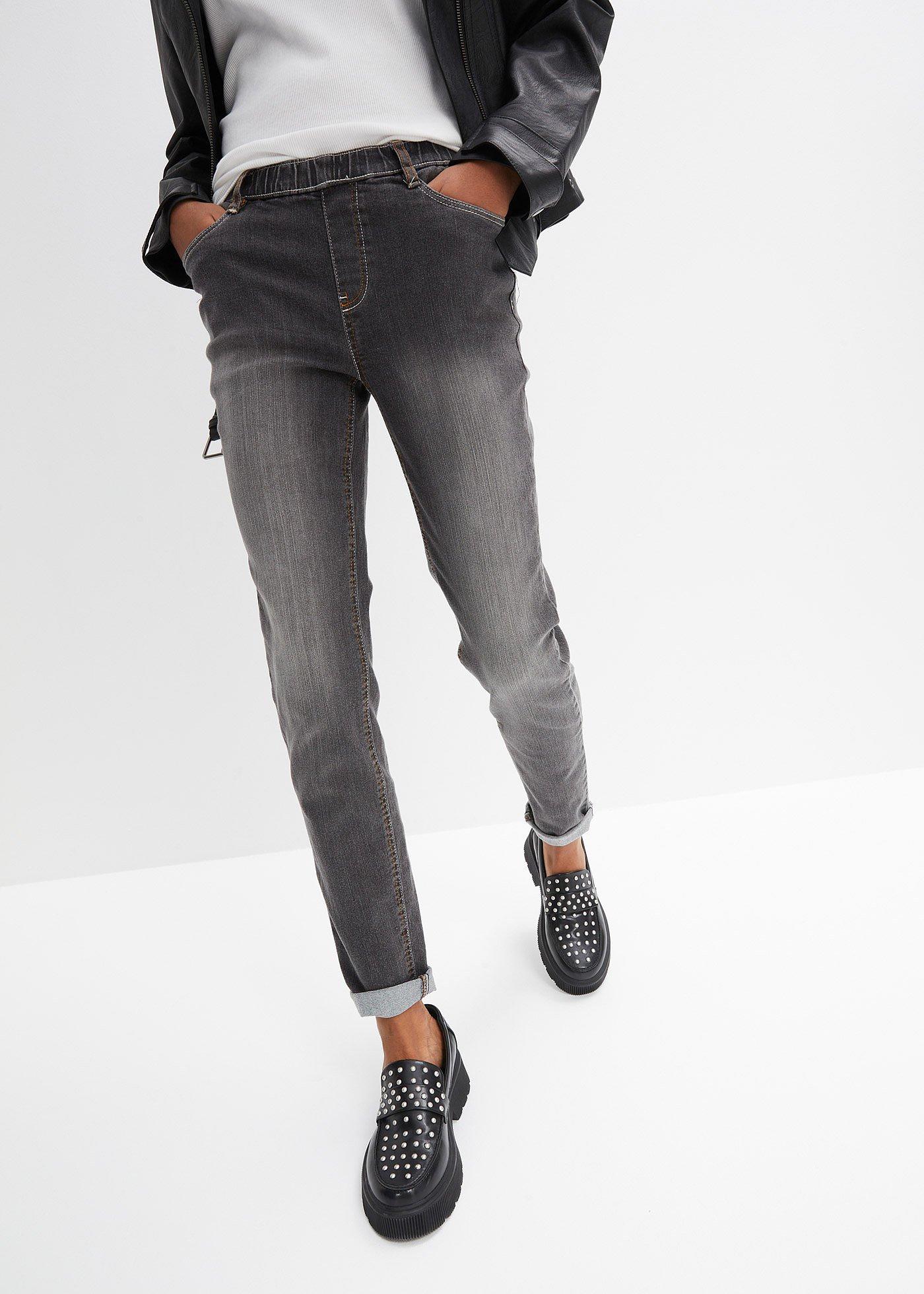 Dżinsy Skinny mid waist, z wygodnym paskiem - Bonprix