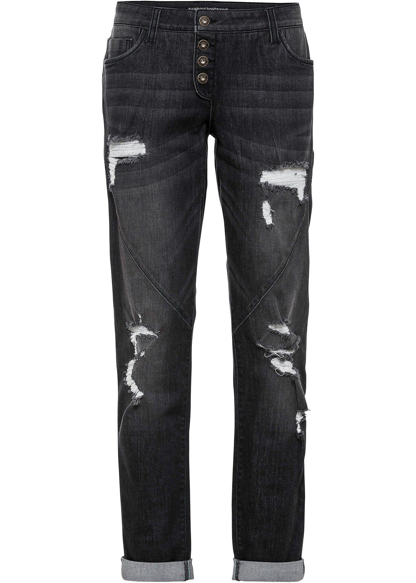 Boyfriend-Jeans Destroyed mit recyceltem Polyester