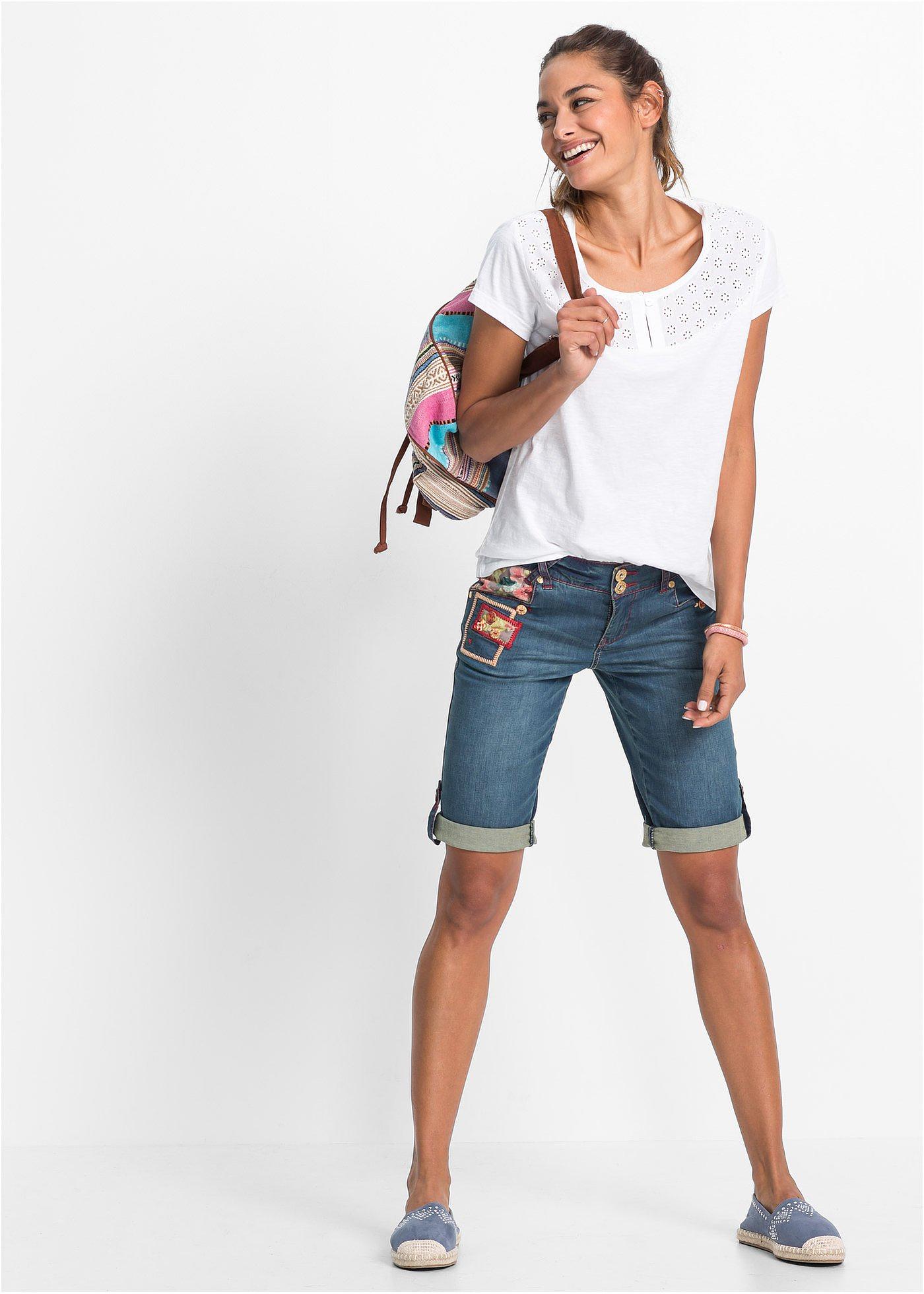 Szorty dżinsowe, mid waist - Bonprix