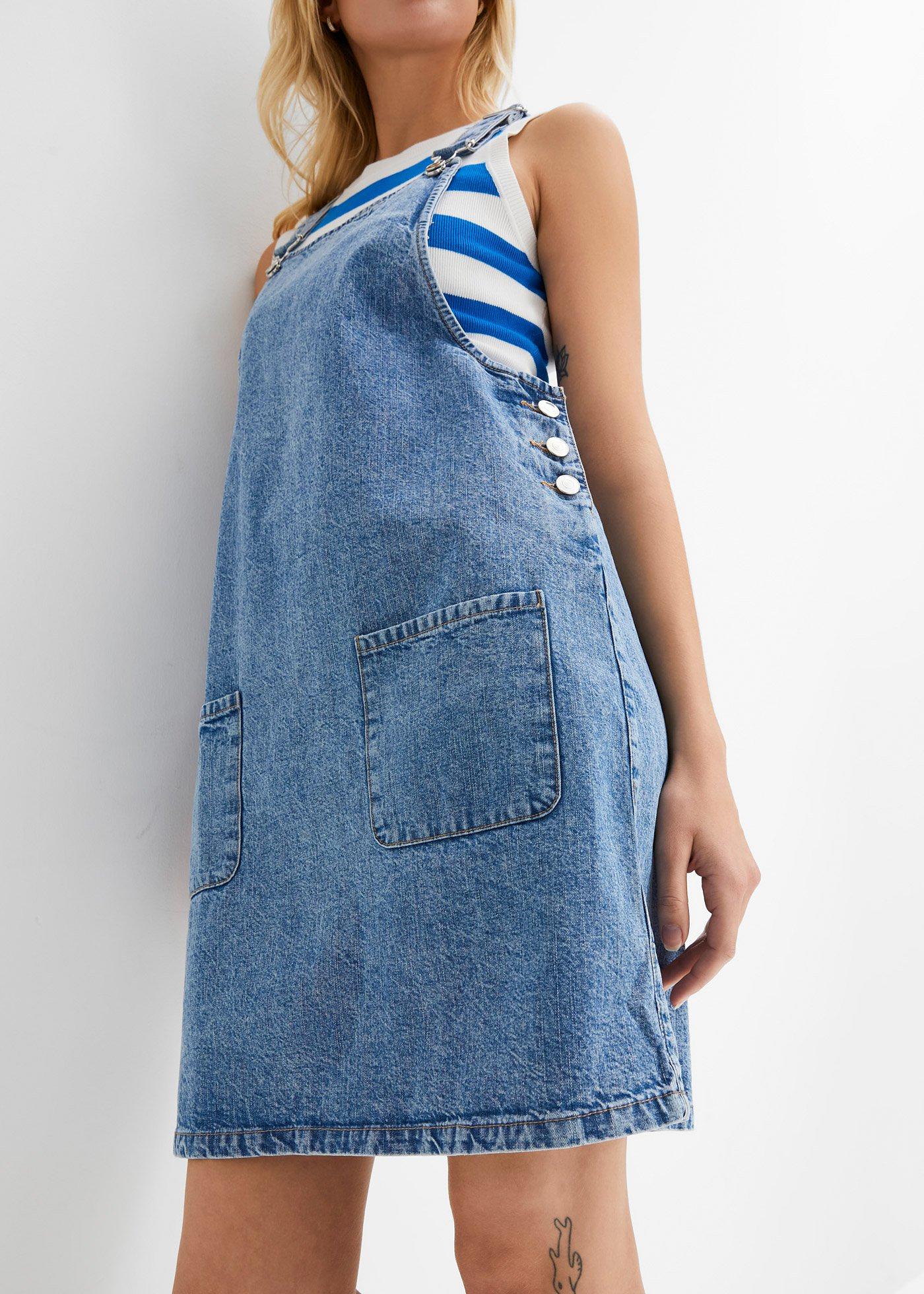 Sukienka dżinsowa ogrodniczka - Bonprix