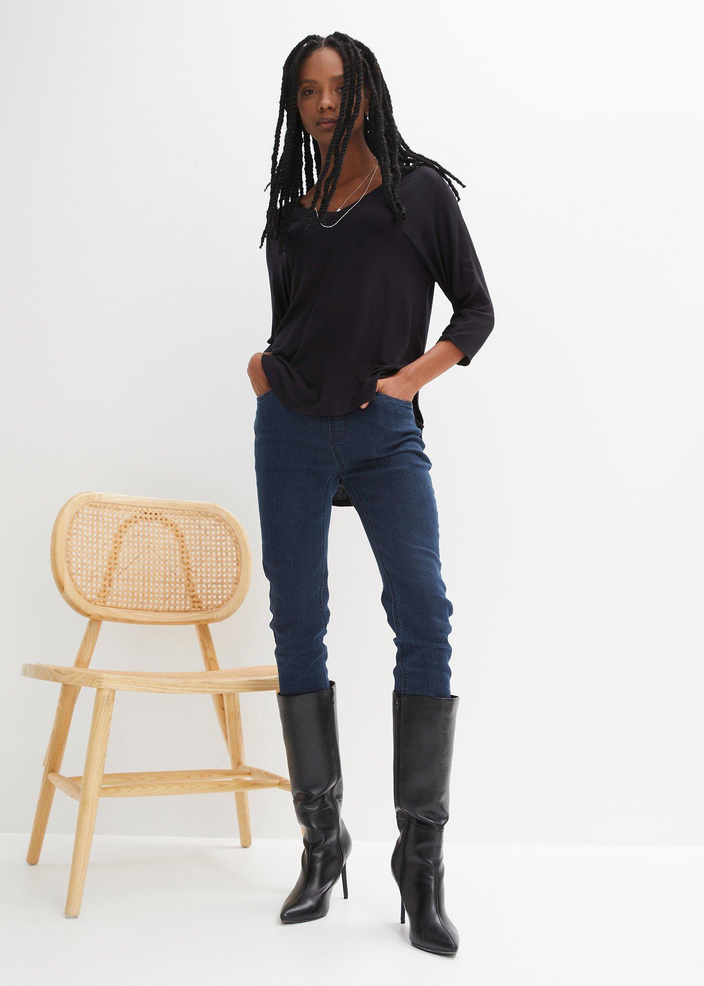 Bluzka z rękawami 3/4, z wiskozy z elastanem - Bonprix