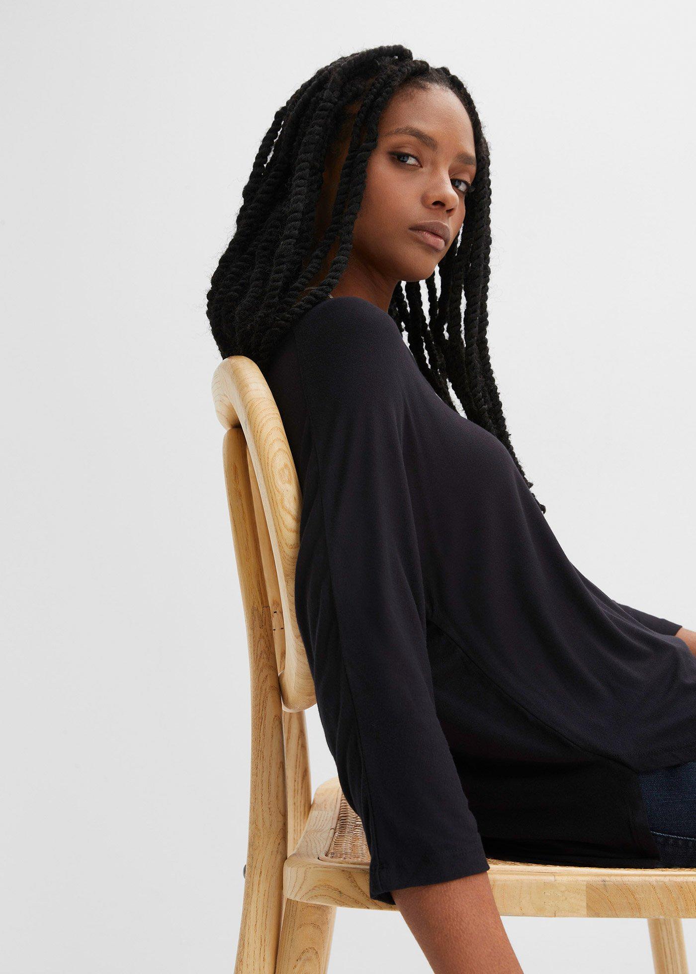 Bluzka z rękawami 3/4, z wiskozy z elastanem - Bonprix