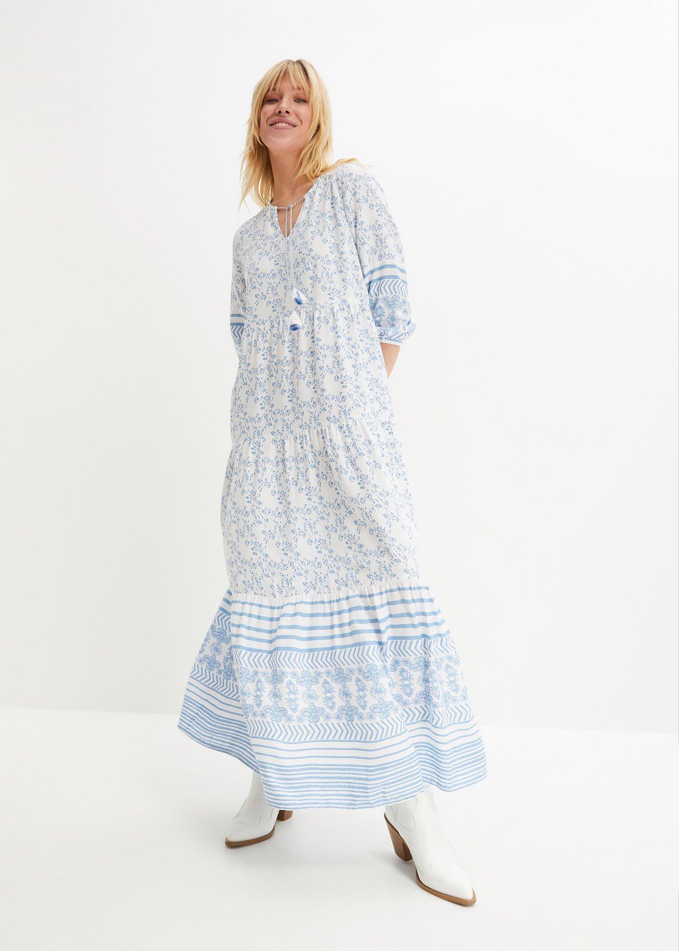 Długa sukienka z lejącej wiskozy - Bonprix