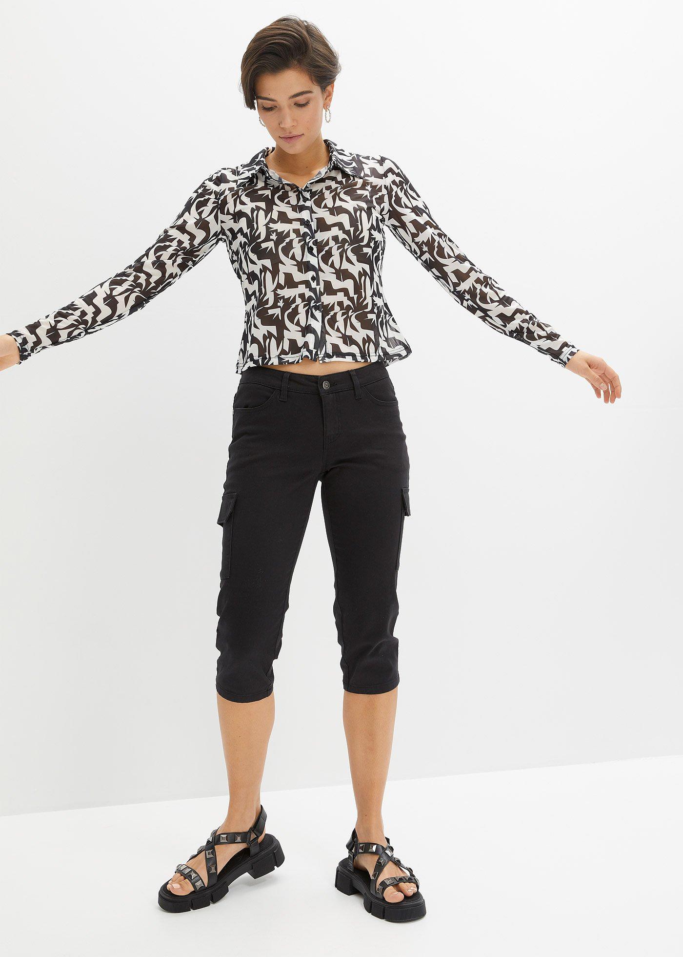 Spodnie rybaczki bojówki z elastycznej mieszanki bawełny - Bonprix