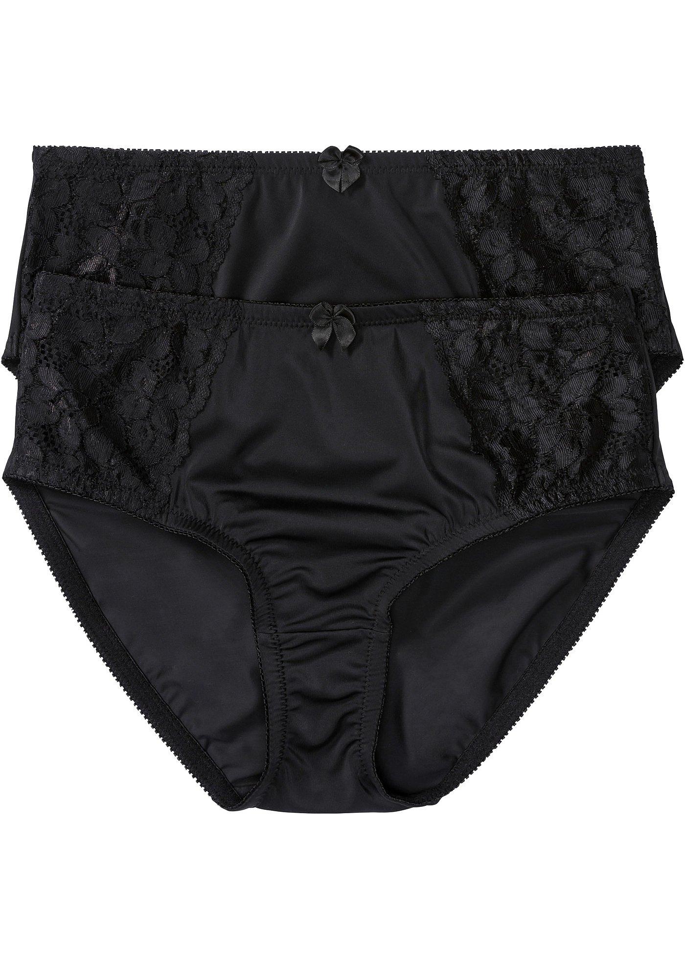 Figi maxi z delikatną koronką (2 pary) - Bonprix