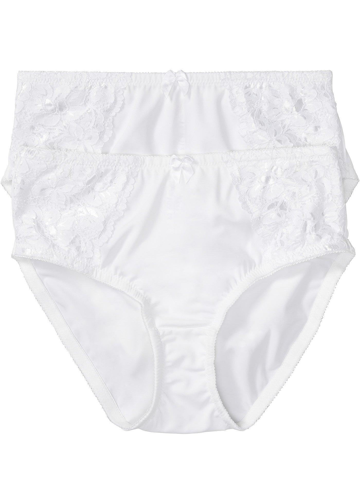 Figi maxi z delikatną koronką (2 pary) - Bonprix