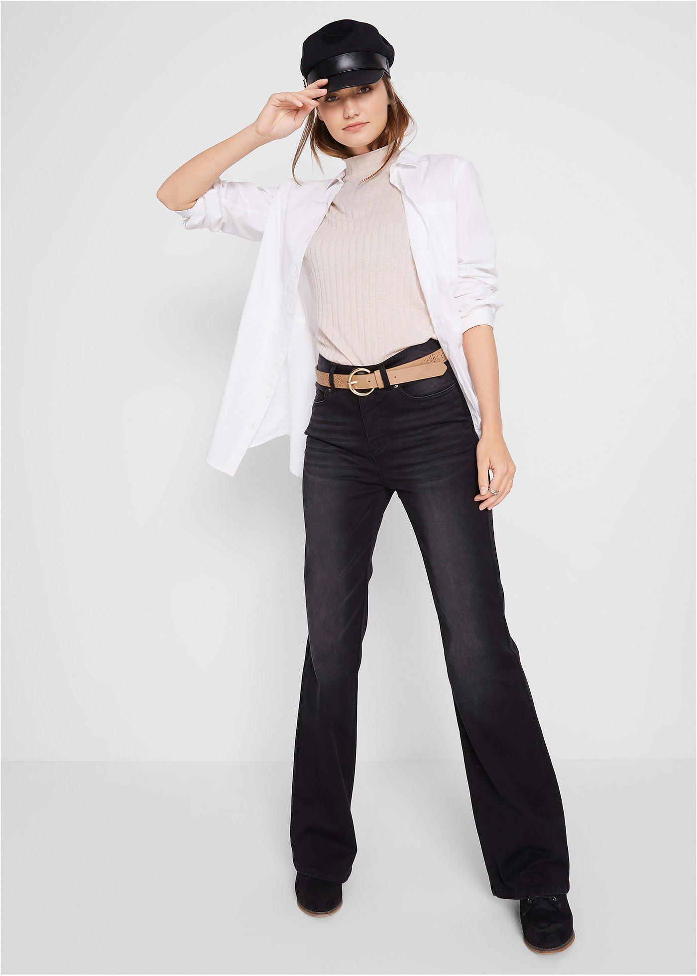 Modelujące dżinsy o kroju bootcut, mid waist - Bonprix