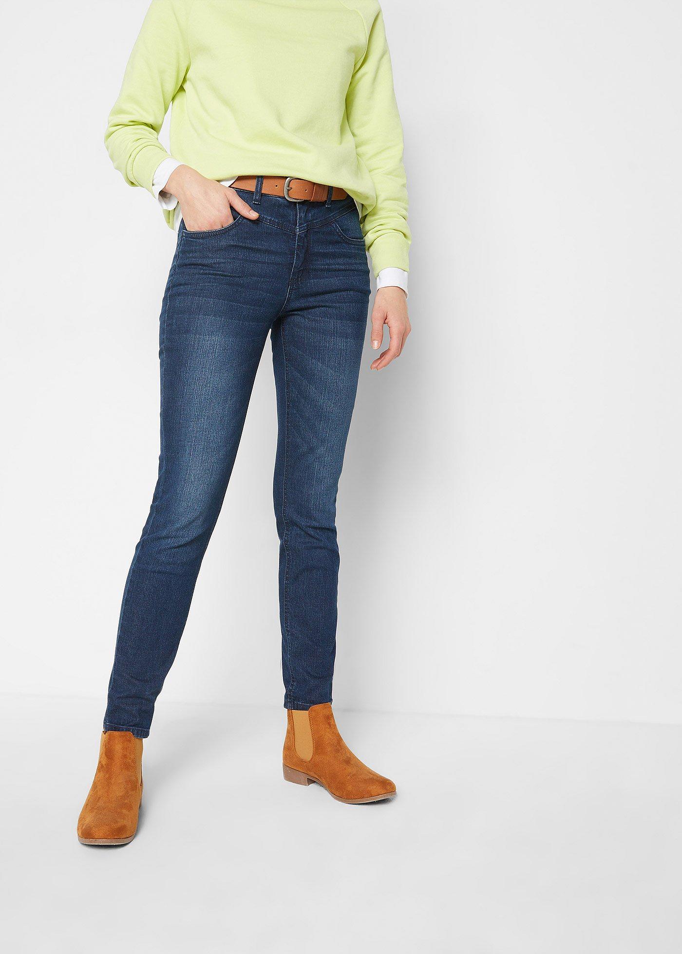 Dżinsy ze stretchem, skinny, high waist, cropped - Bonprix