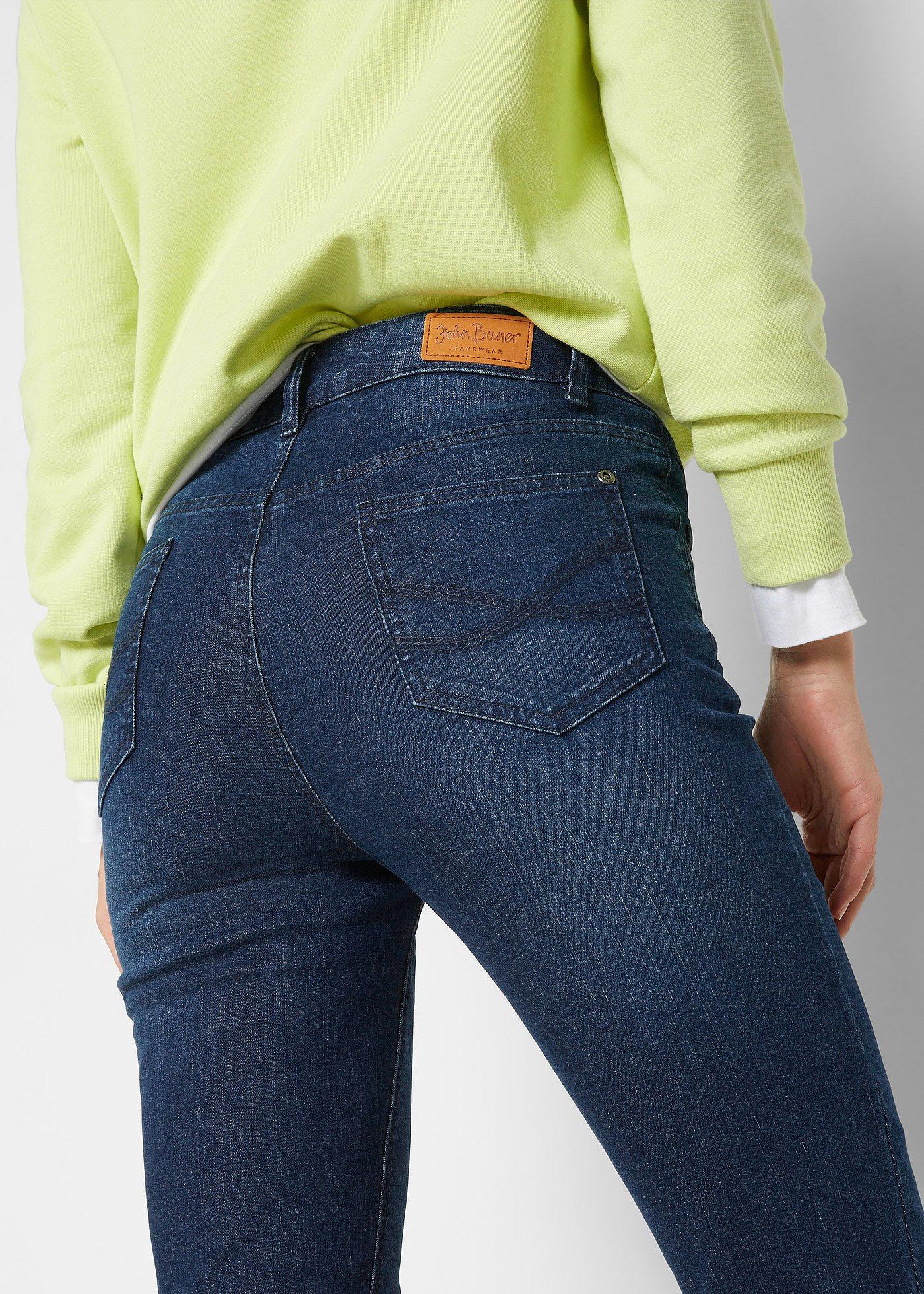Dżinsy ze stretchem, skinny, high waist, cropped - Bonprix