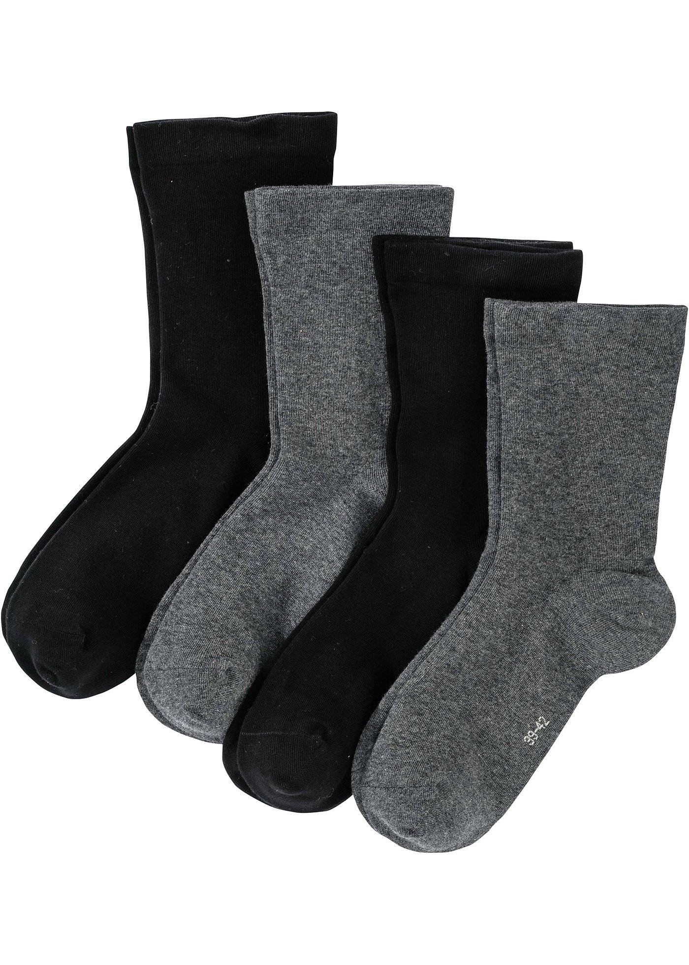 Socken mit druckfreiem Bündchen mit Bio Baumwolle (4er Pack)