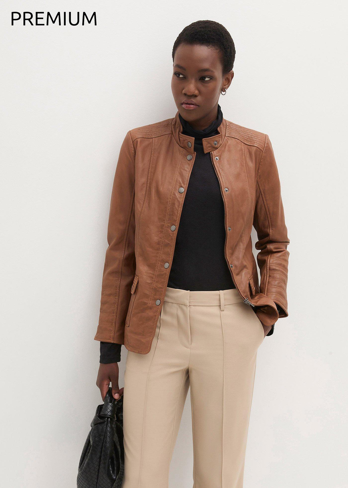 Kurtka skórzana ze skóry jagnięcej nappa - Bonprix