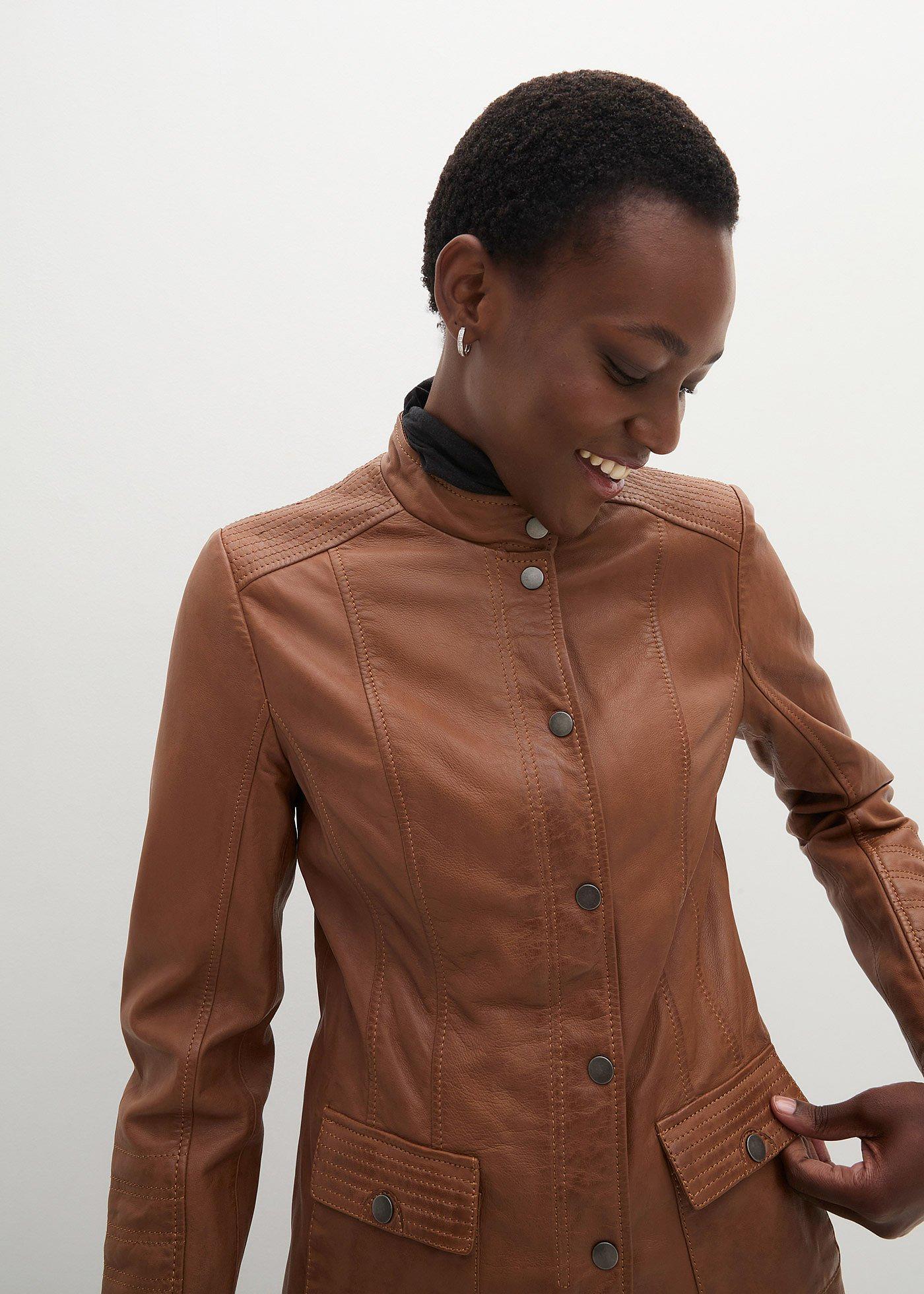 Kurtka skórzana ze skóry jagnięcej nappa - Bonprix