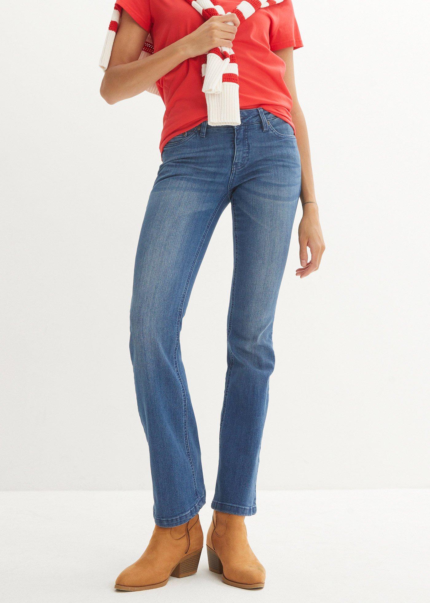 Jeansy o kroju bootcut, mid waist, ze stretchem - Bonprix