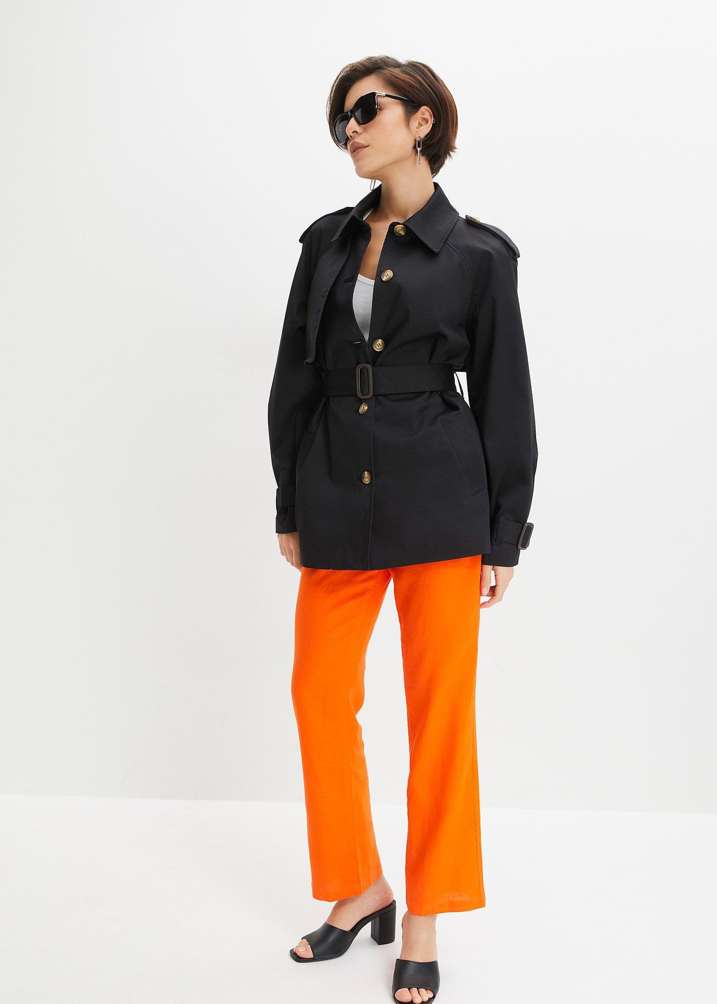 Spodnie high-waist z mieszanki wiskozy z lnem - Bonprix
