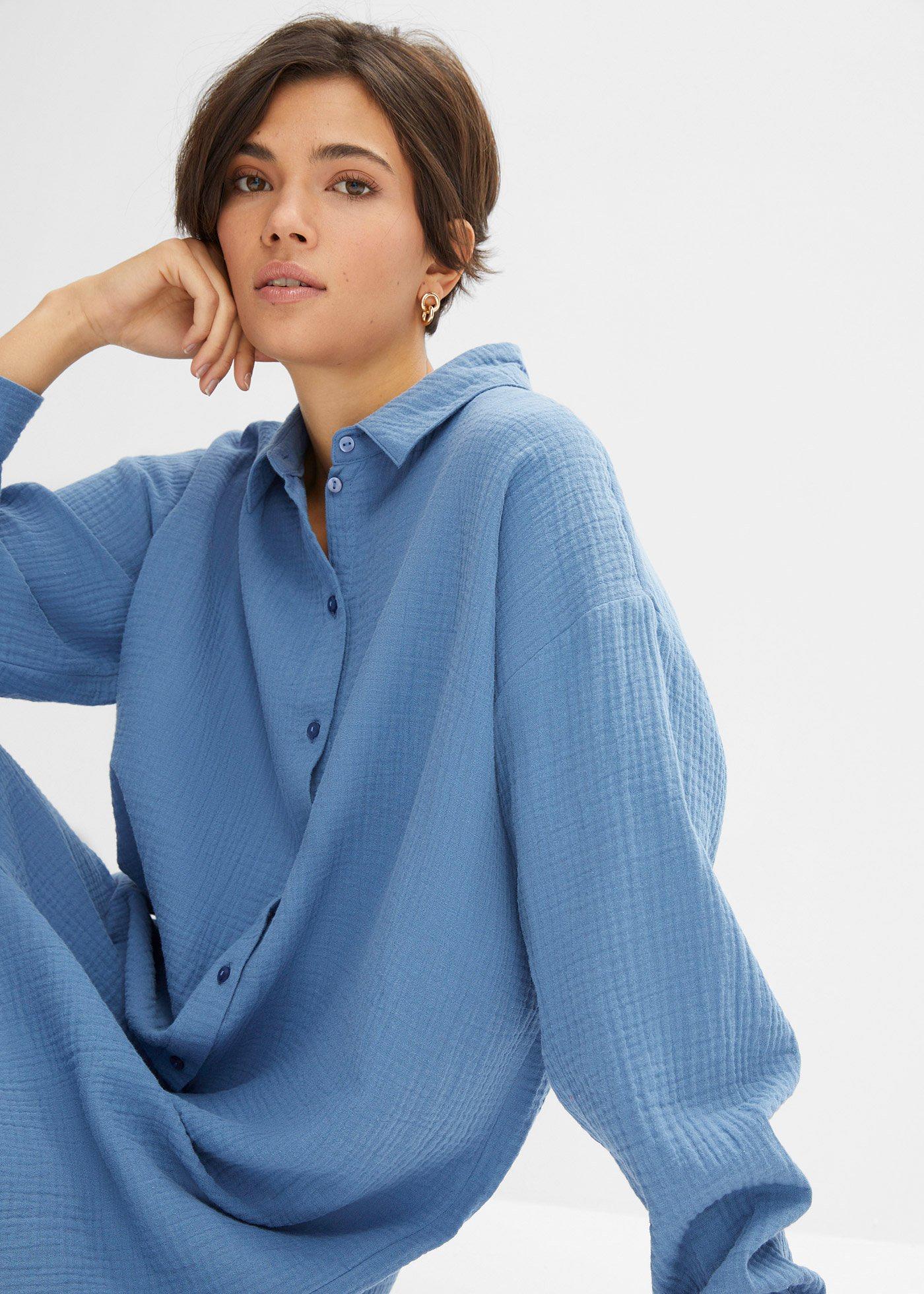 Długa bluzka muślinowa oversize - Bonprix