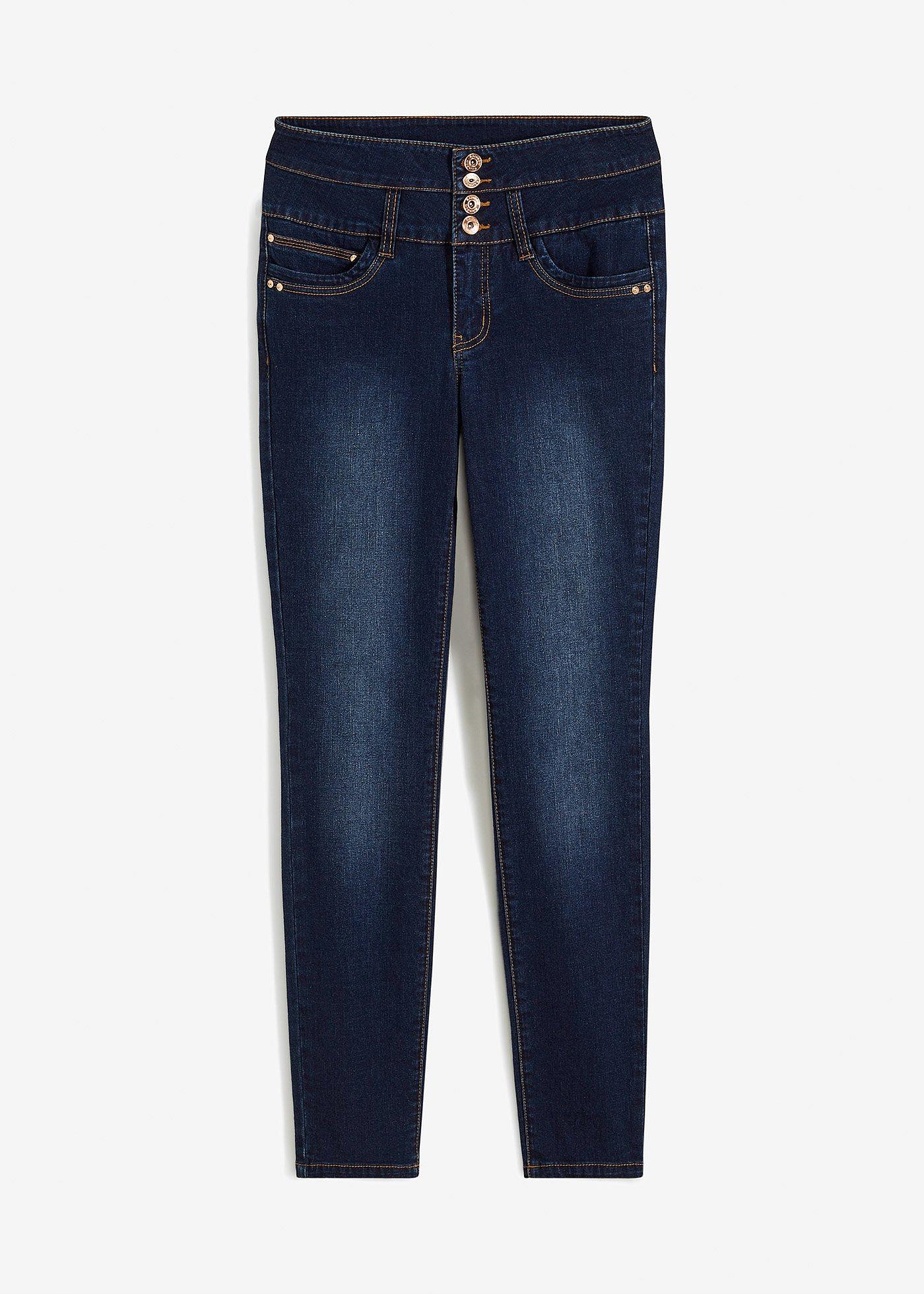 High Waist Skinny-Jeans mit langer Knopfleiste