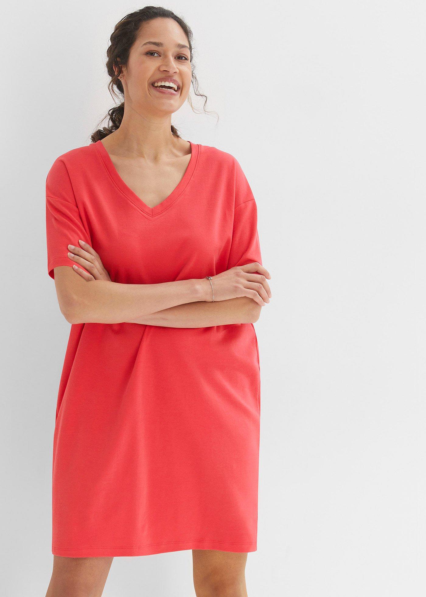 Sukienka shirtowa z dekoltem w serek, oversized (2 szt.) - Bonprix