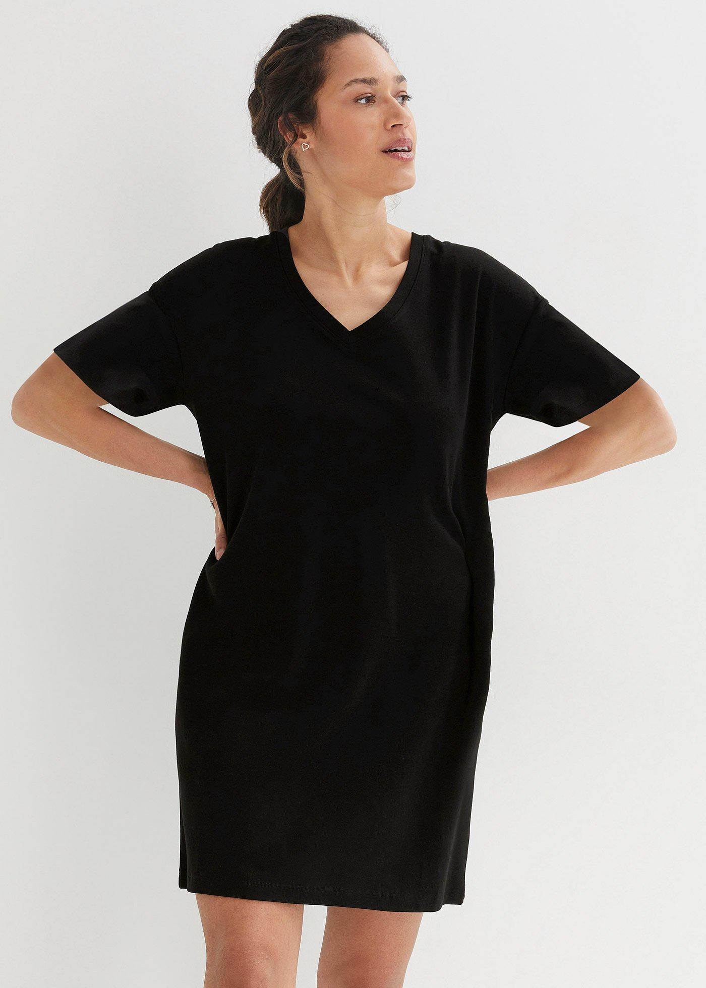 Sukienka shirtowa z dekoltem w serek, oversized (2 szt.) - Bonprix