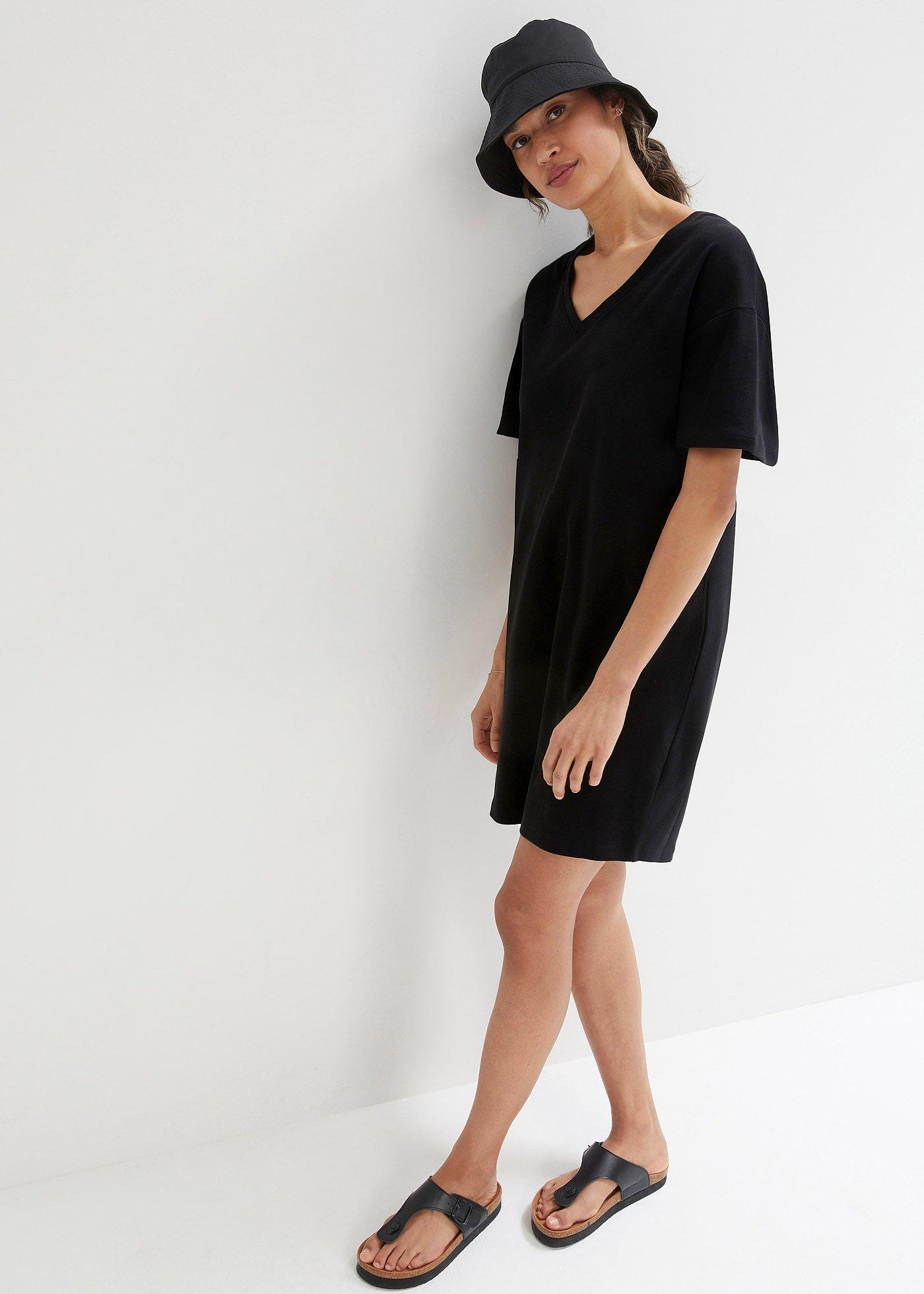 Sukienka shirtowa z dekoltem w serek, oversized (2 szt.) - Bonprix