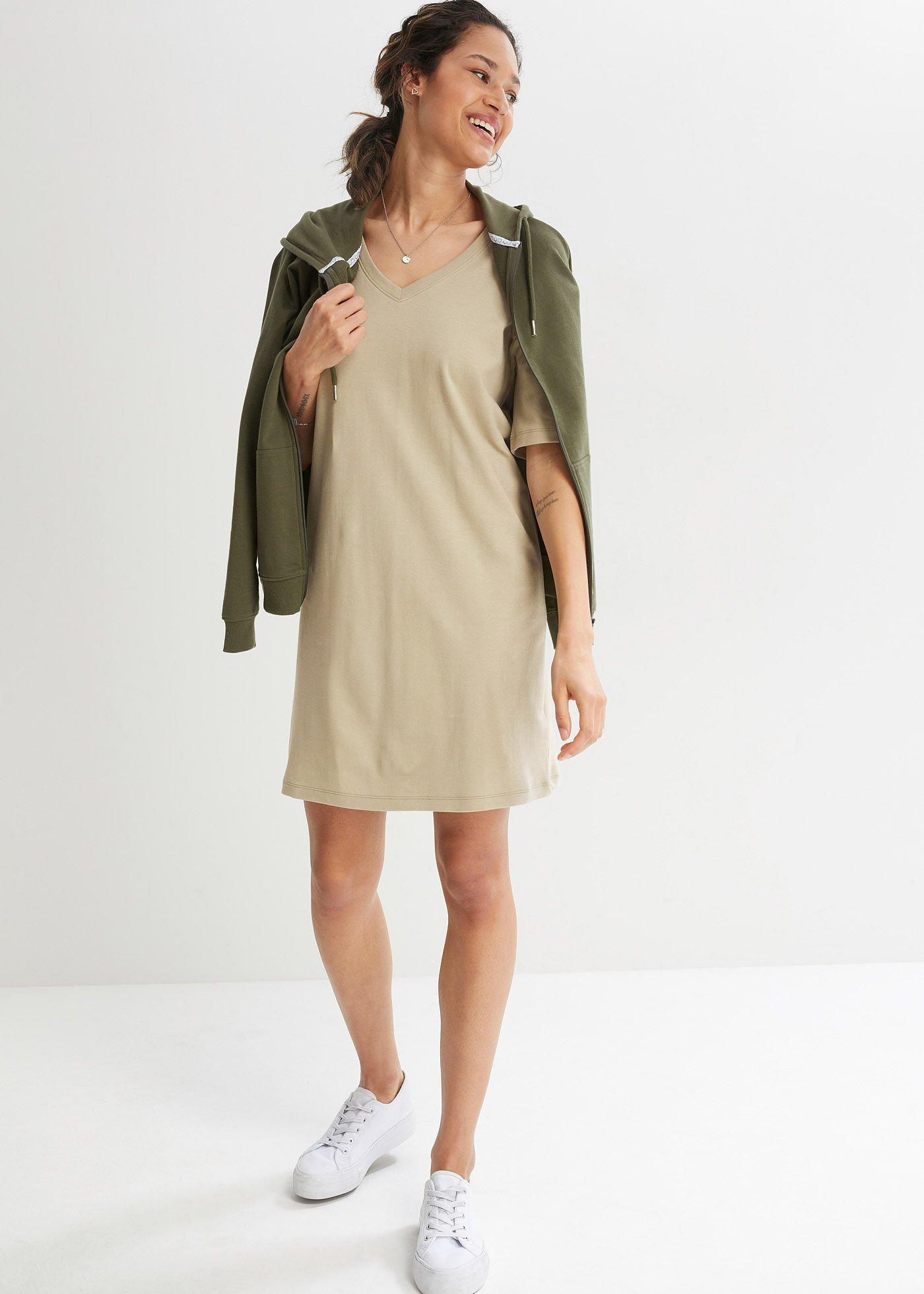 Sukienka shirtowa z dekoltem w serek, oversized (2 szt.) - Bonprix