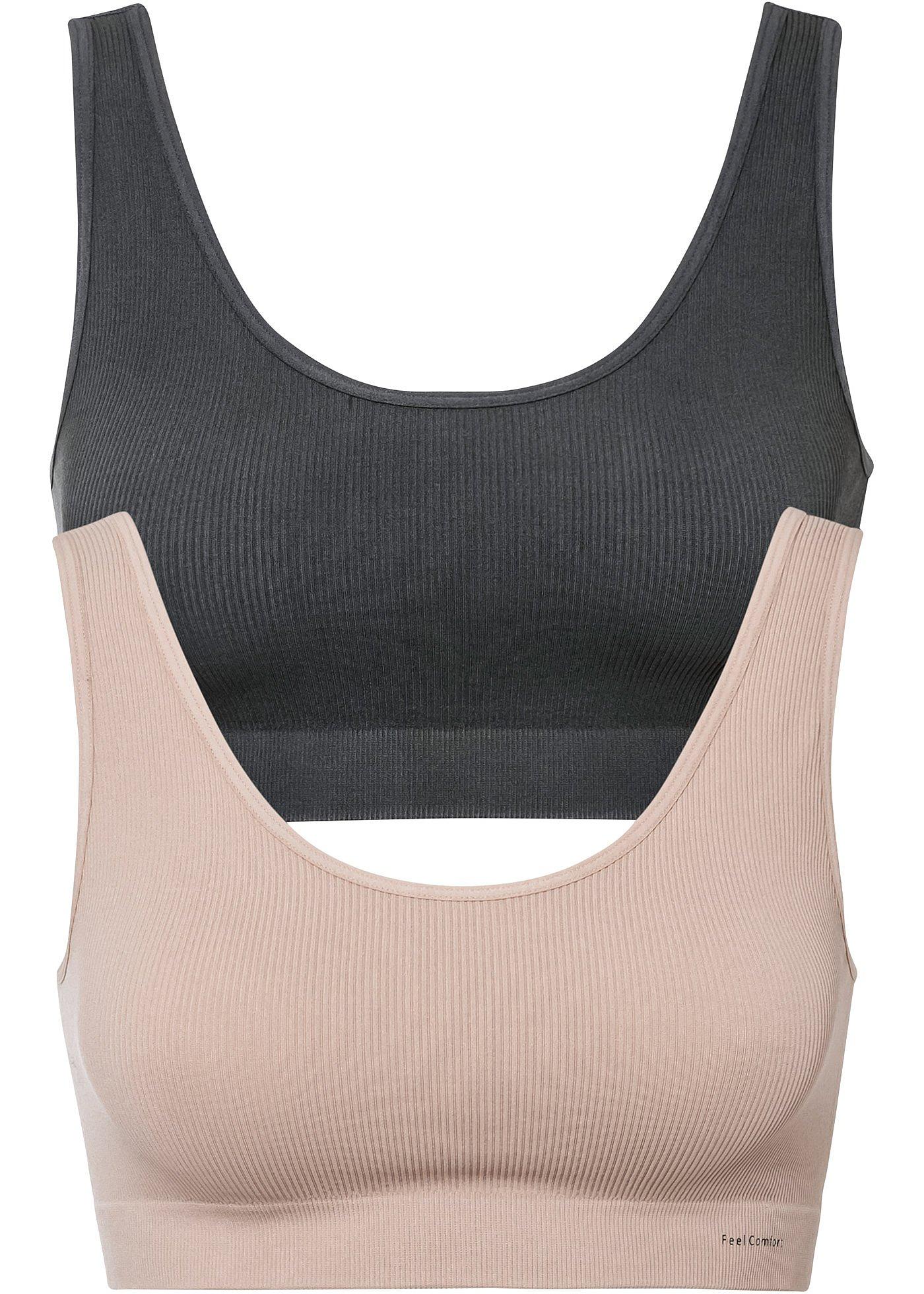 Biustonosz bezszwowy bustier  Feel Comfort w prążek (2 szt.) - Bonprix