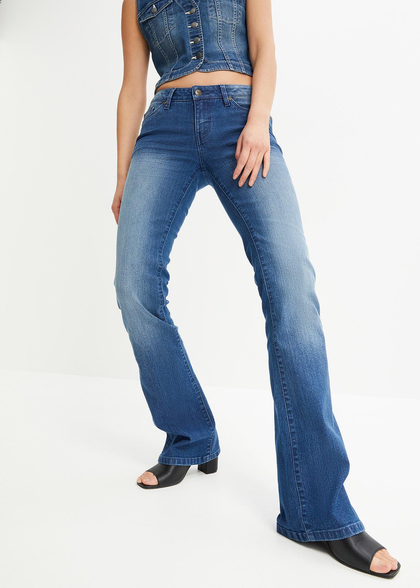 Dżinsy o kroju bootcut, mid waist, ze stretchem - Bonprix