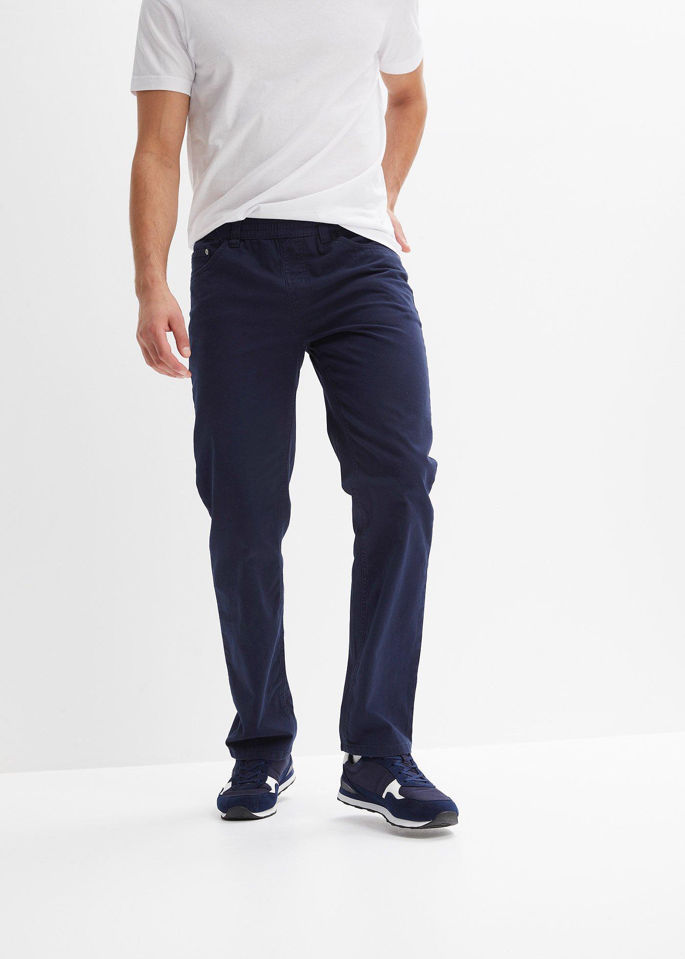 Spodnie z gumką w talii, Regular Fit Straight, z czystej bawełny - Bonprix