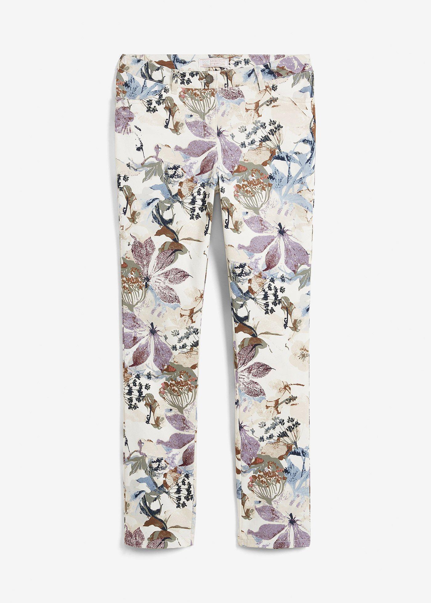 Stretch-Hose mit Blumen-Print