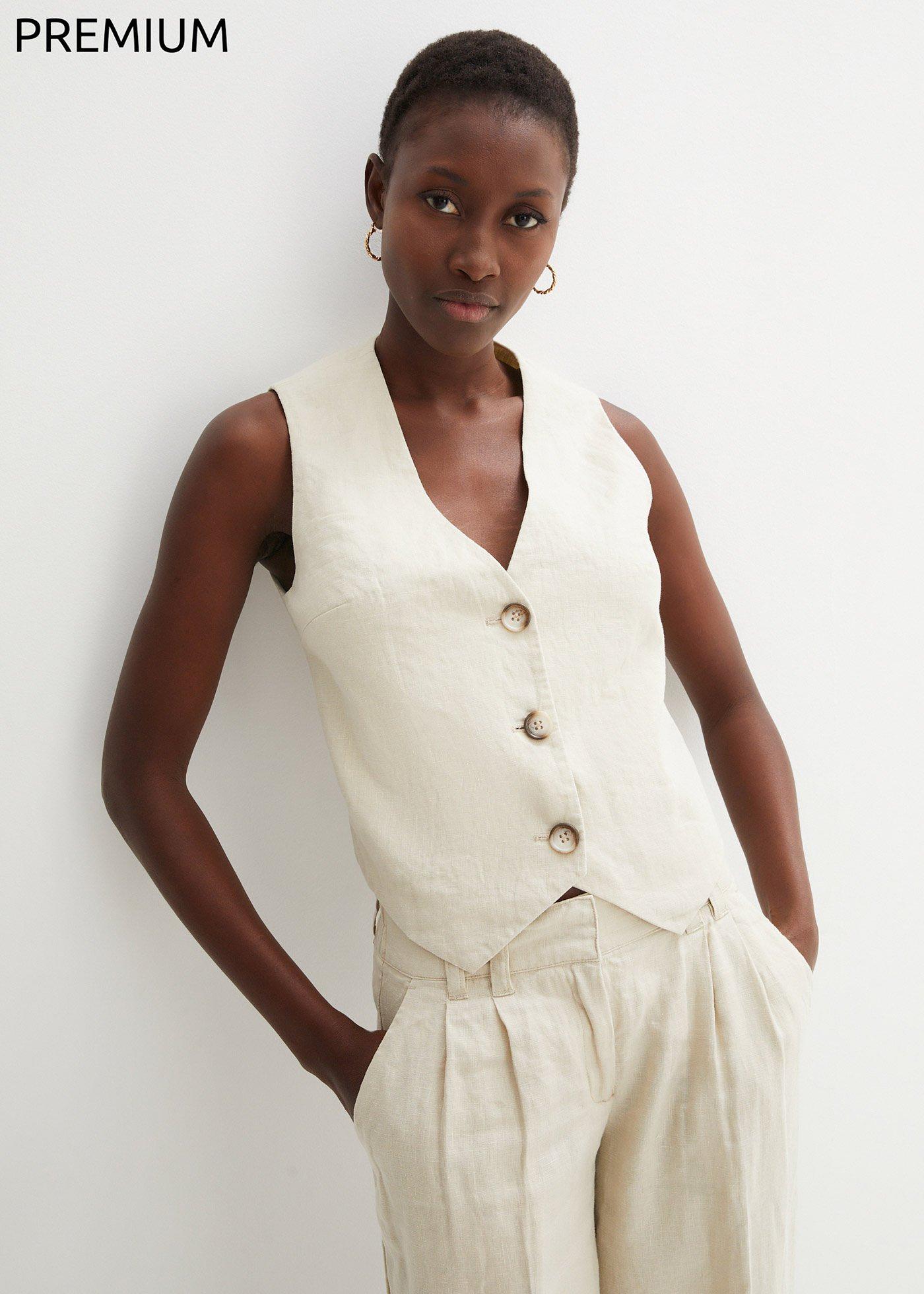 Kamizelka z czystego lnu - Bonprix