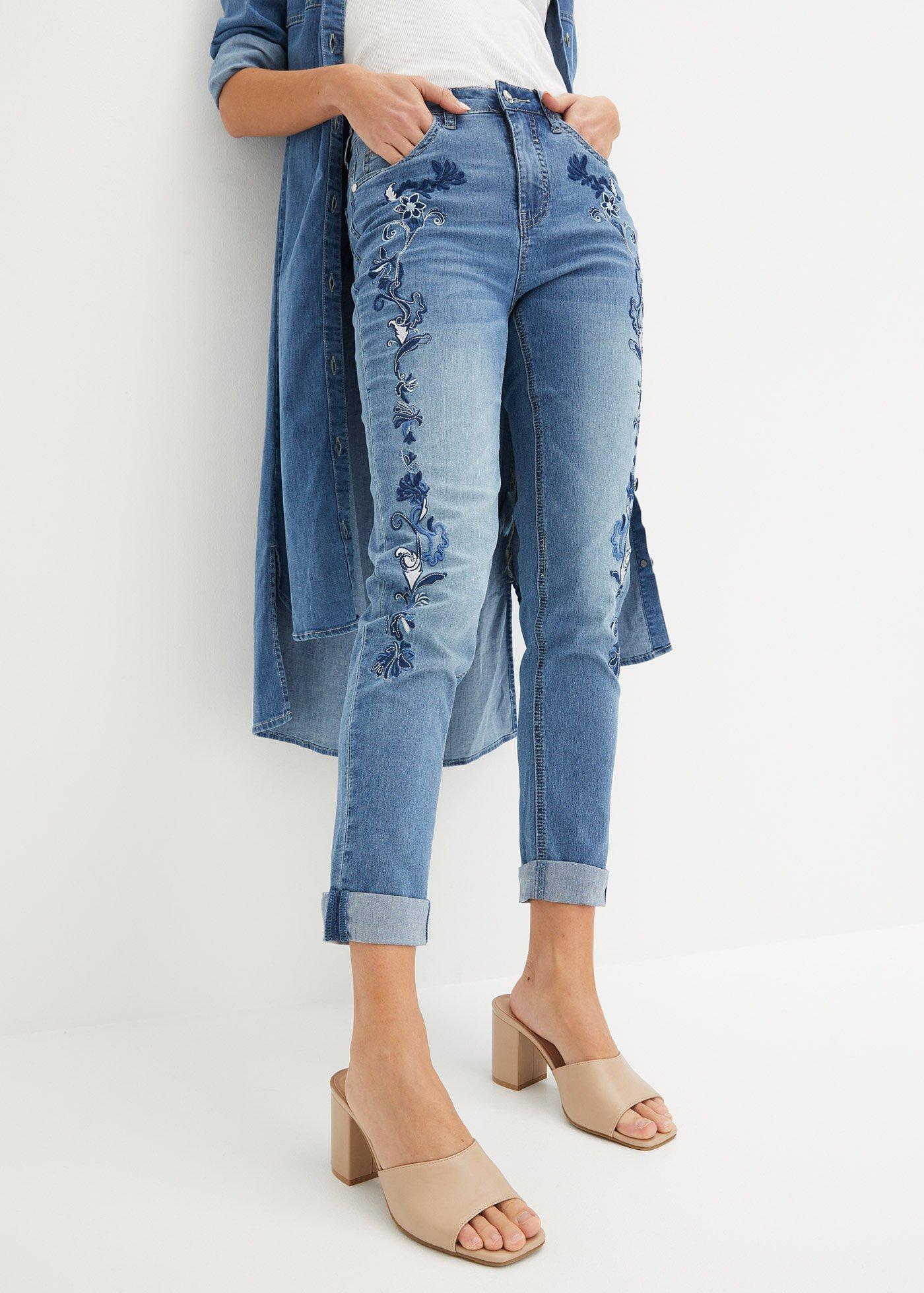 Dżinsy slim fit, ze średnim stanem, krótsza nogawka - Bonprix