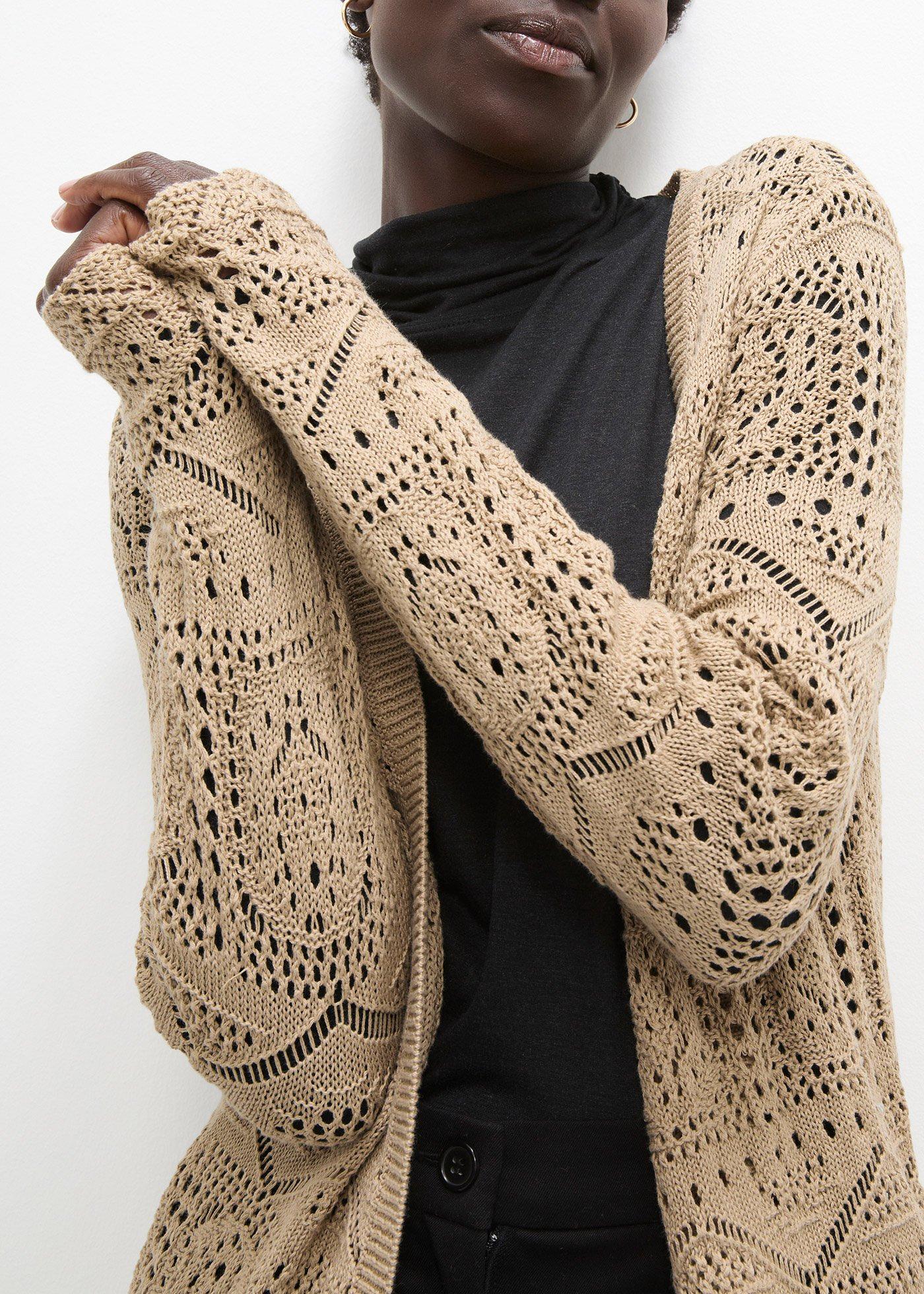 Sweter bez zapięcia ażurowy - Bonprix