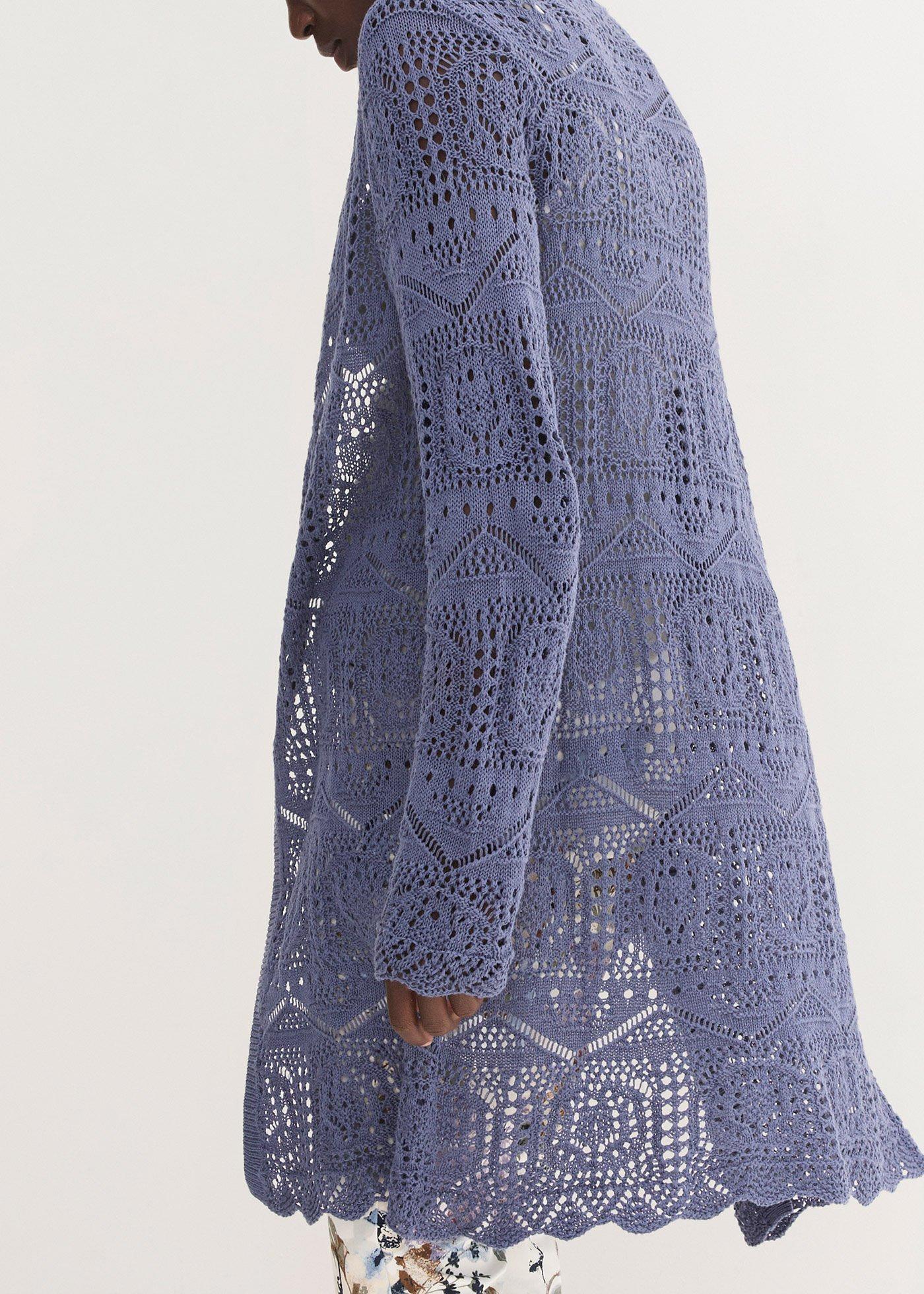 Sweter bez zapięcia ażurowy - Bonprix