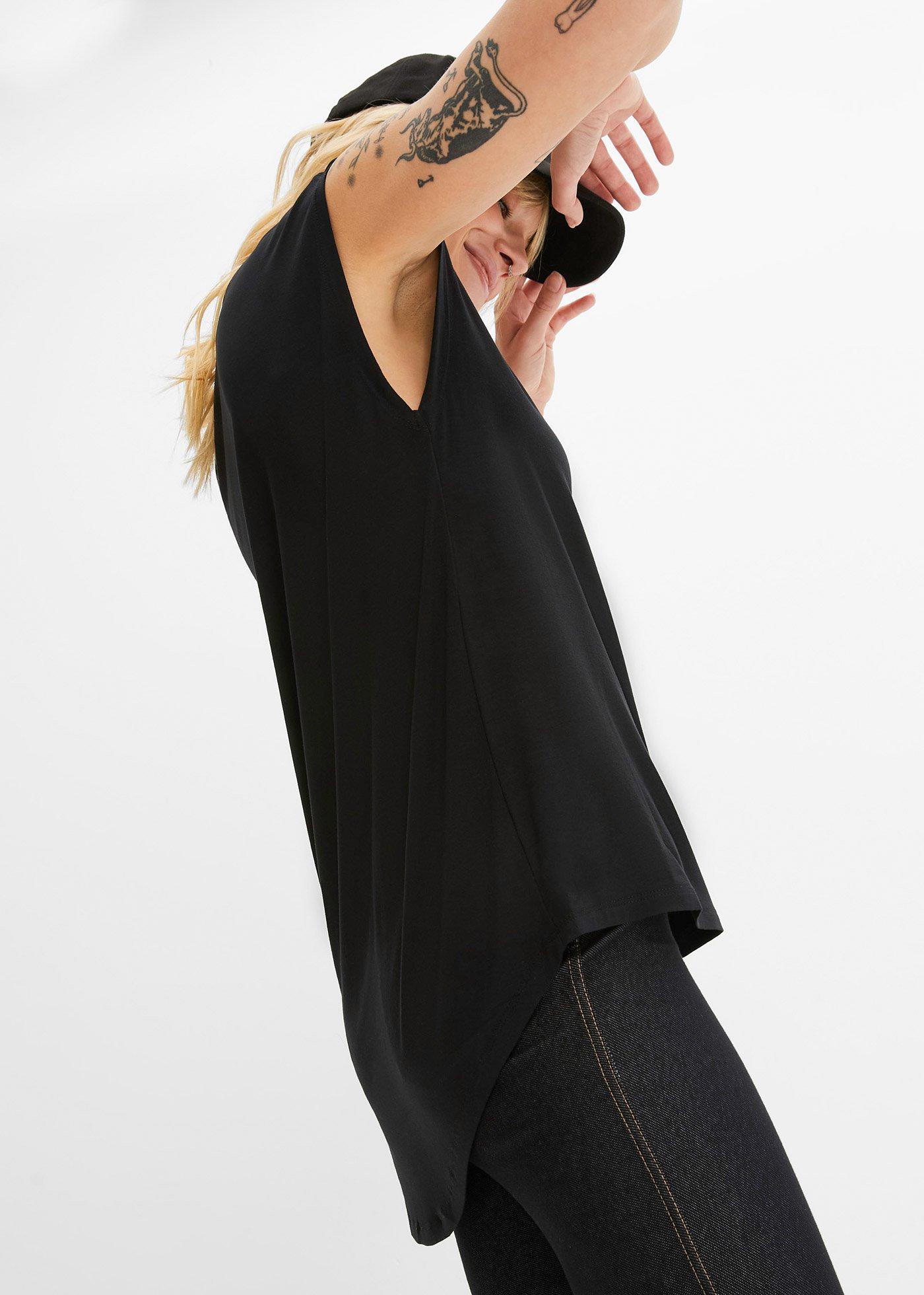 T-shirt z dłuższym tyłem, z lejącej mieszanki wiskozy - Bonprix