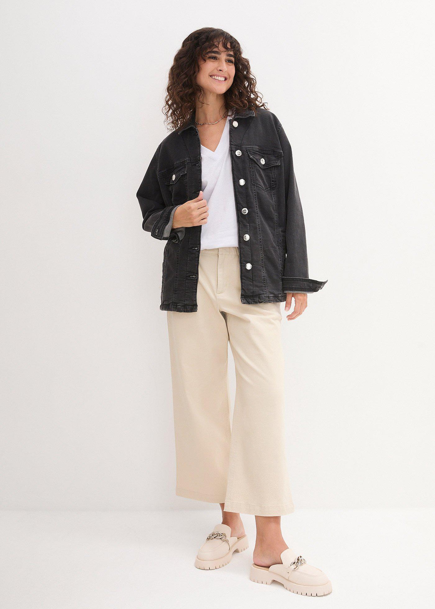 Długi i szeroki T-shirt z dekoltem w szpic (5 sztuk), krótki rękaw - Bonprix